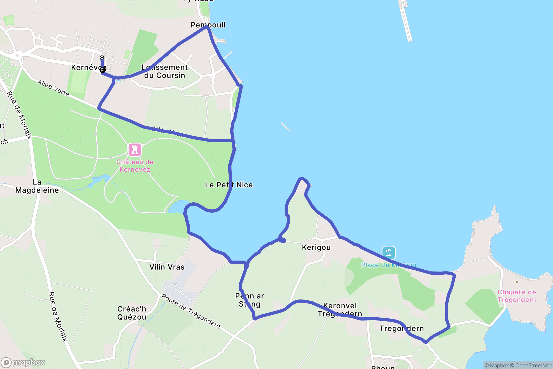 Saint-Pol-de-Léon : carte du parcours de randonnée - France