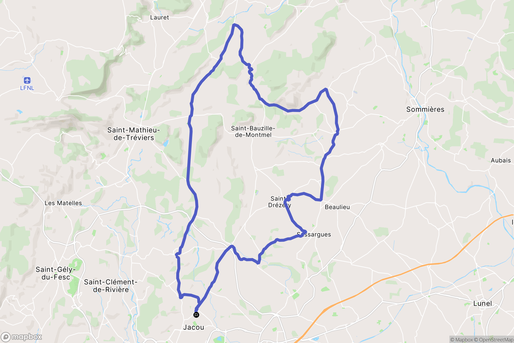Jacou : carte du parcours de randonnée - France