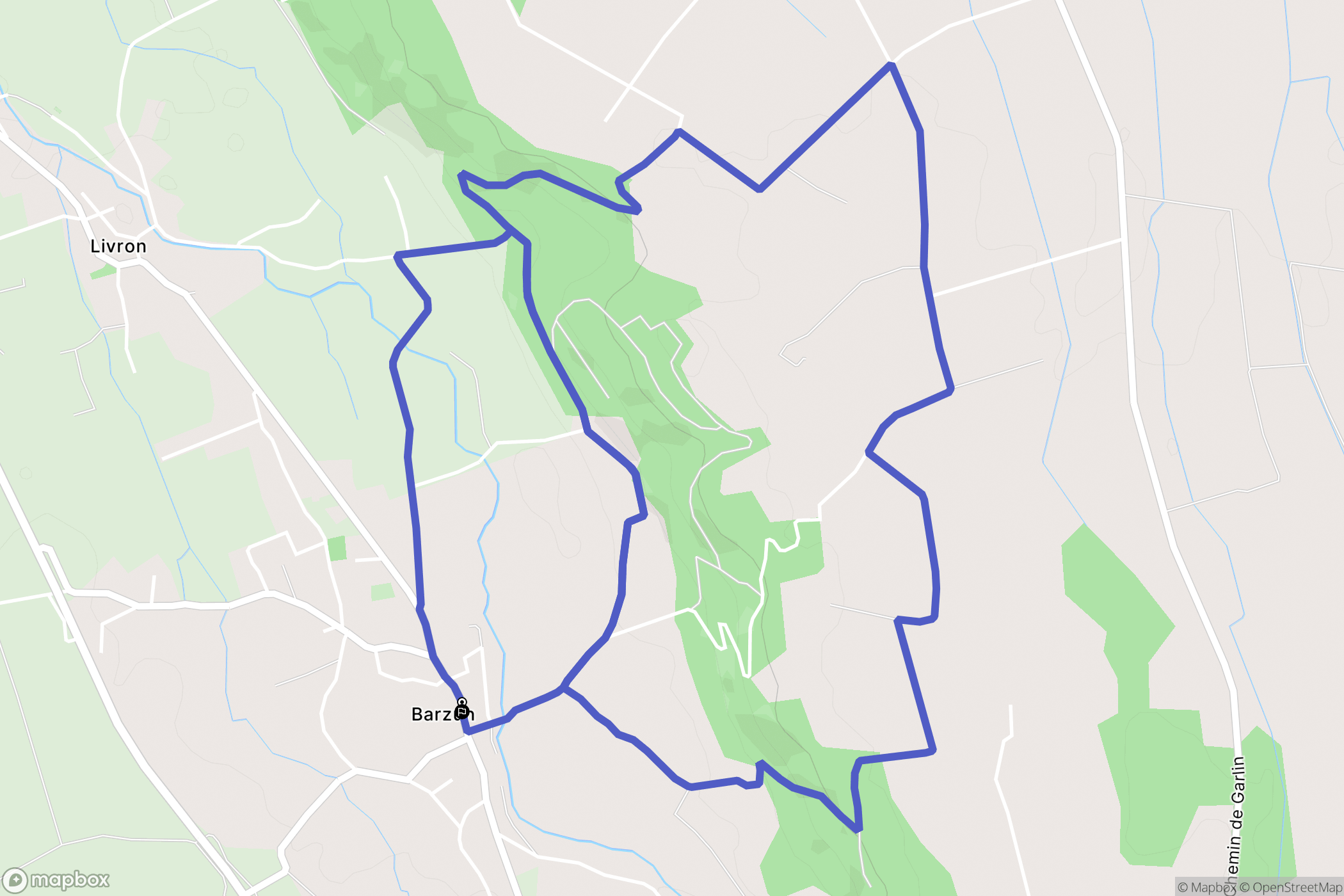 Barzun : carte du parcours de randonnée - France