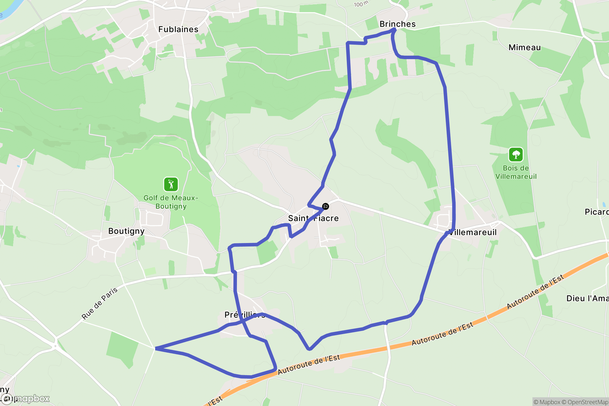 Saint-Fiacre : carte du parcours de randonnée - France