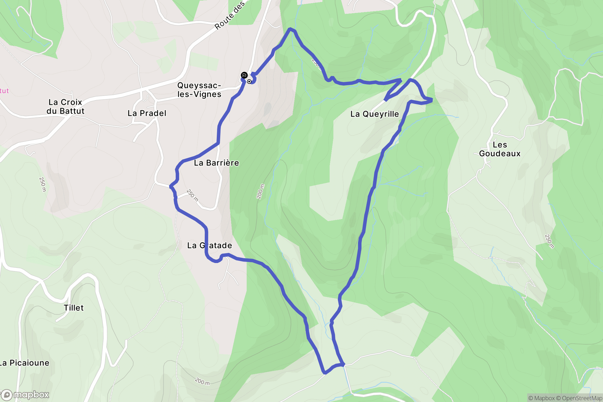 Queyssac-les-Vignes : carte du parcours de randonnée - France
