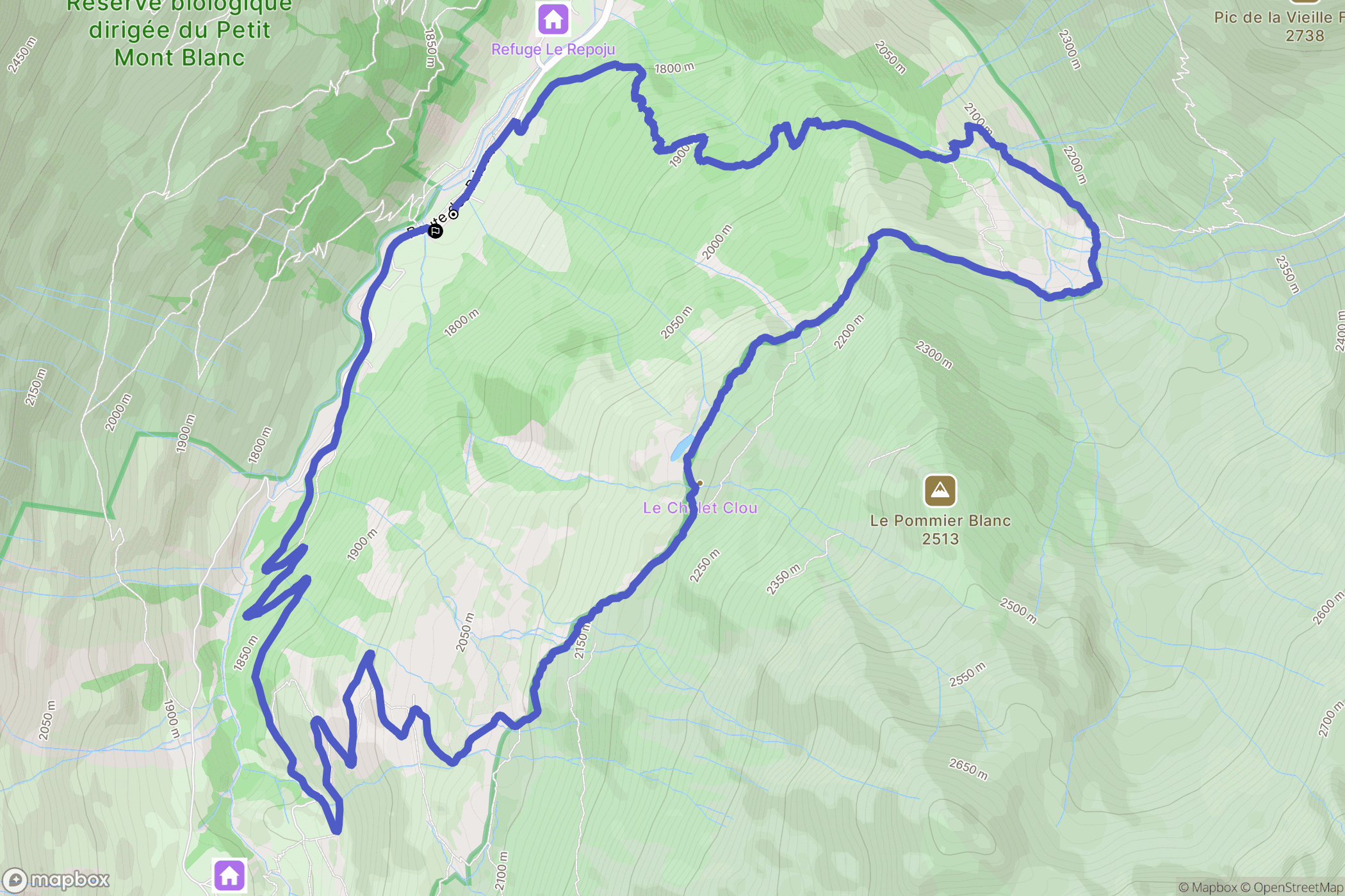 Pralognan-la-Vanoise : carte du parcours de randonnée - France