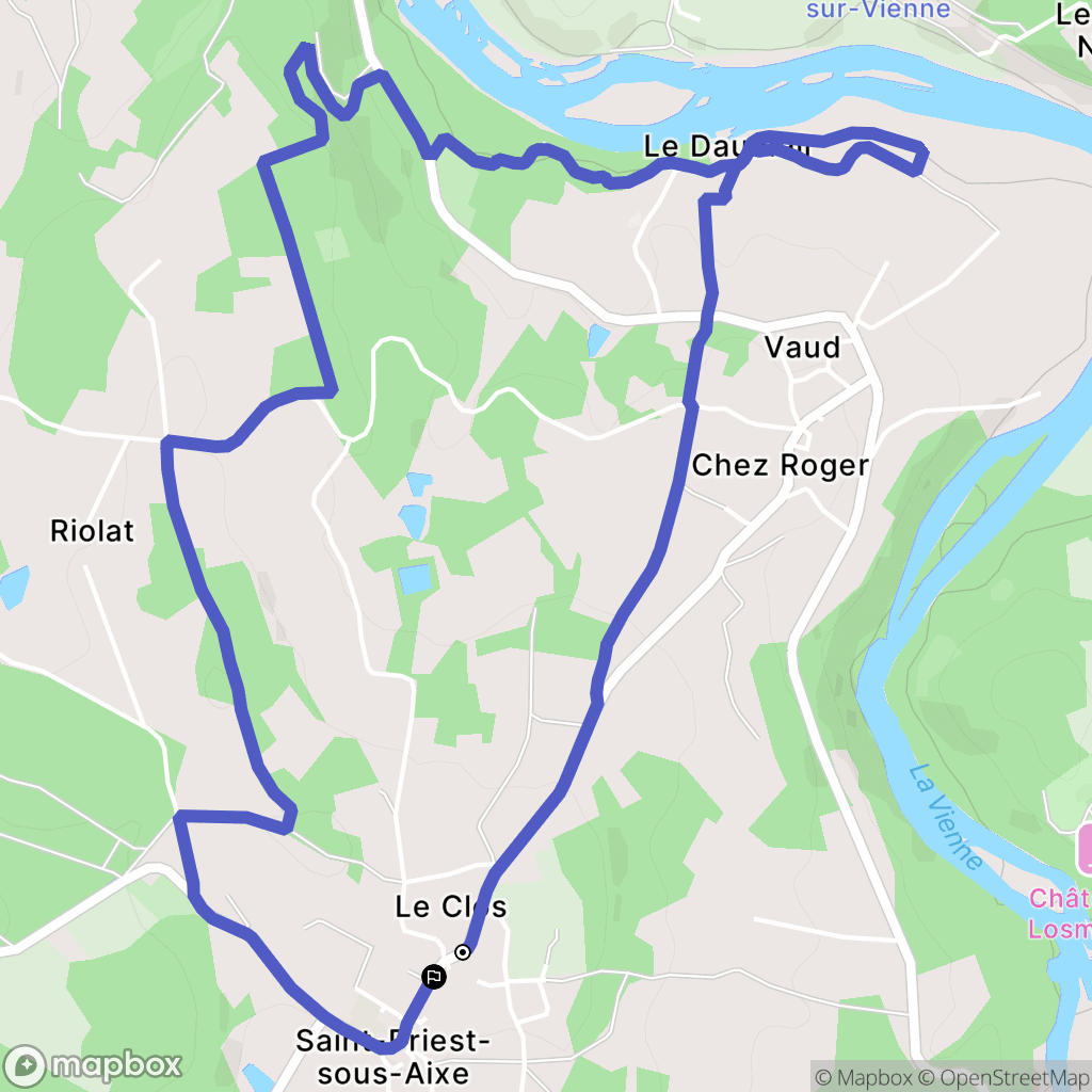Saint-Priest-Sous-Aixe : carte du parcours de randonnée - France