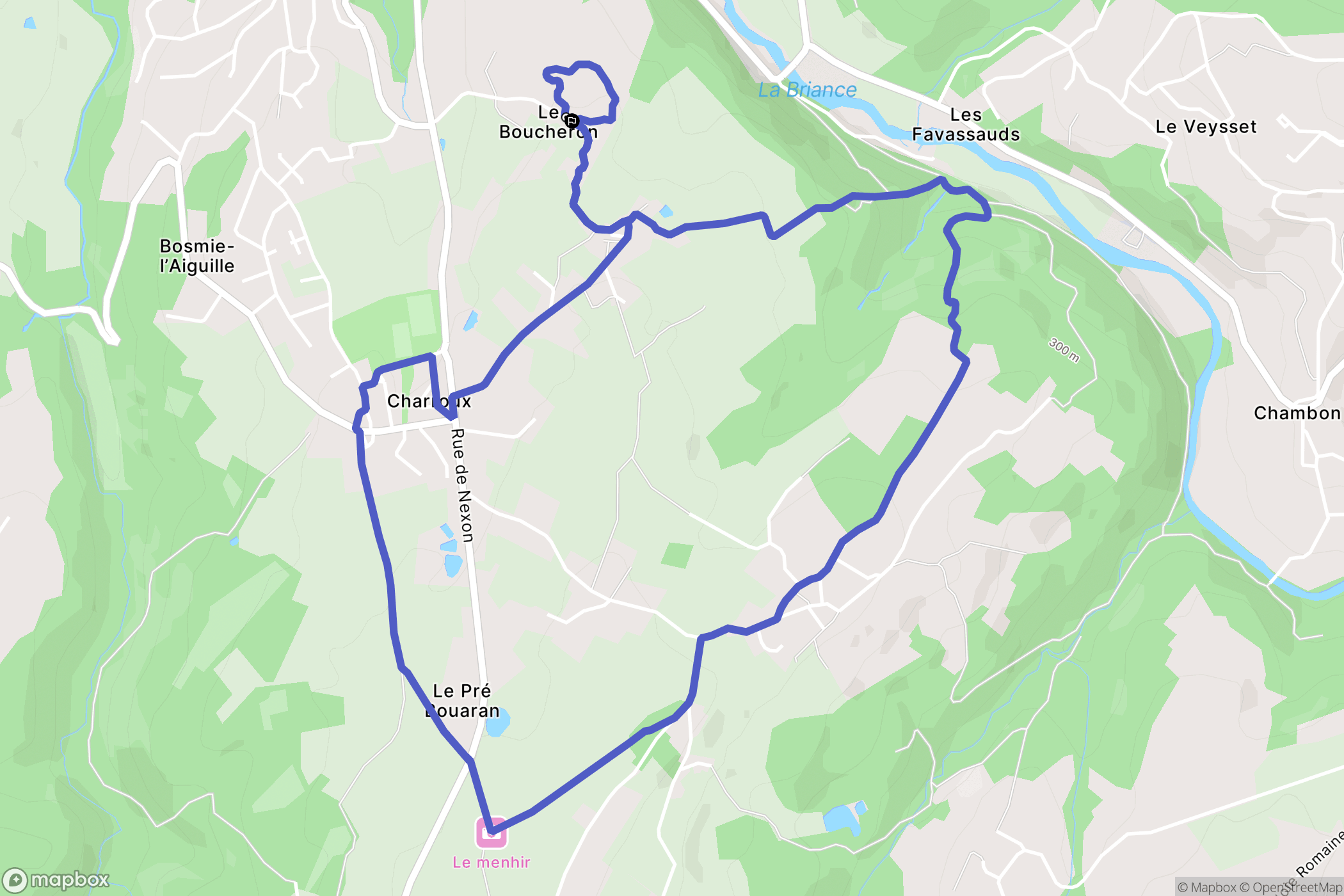 Bosmie-l'Aiguille : carte du parcours de randonnée - France