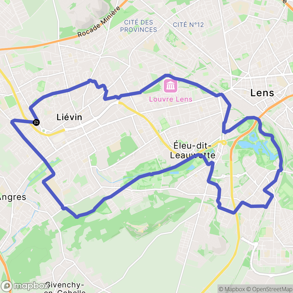 Liévin : carte du parcours de randonnée - France