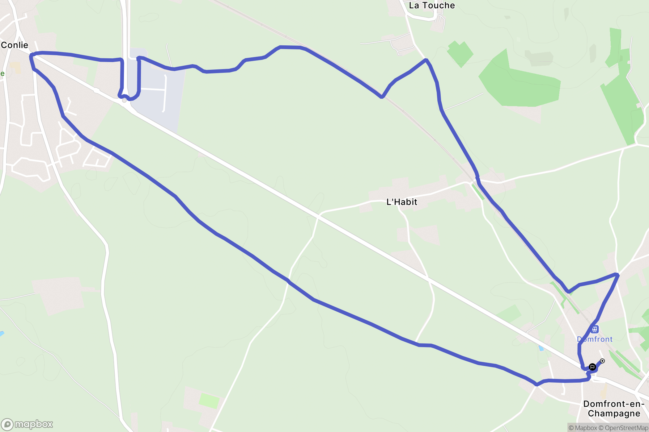 Domfront-en-Champagne : carte du parcours de randonnée - France