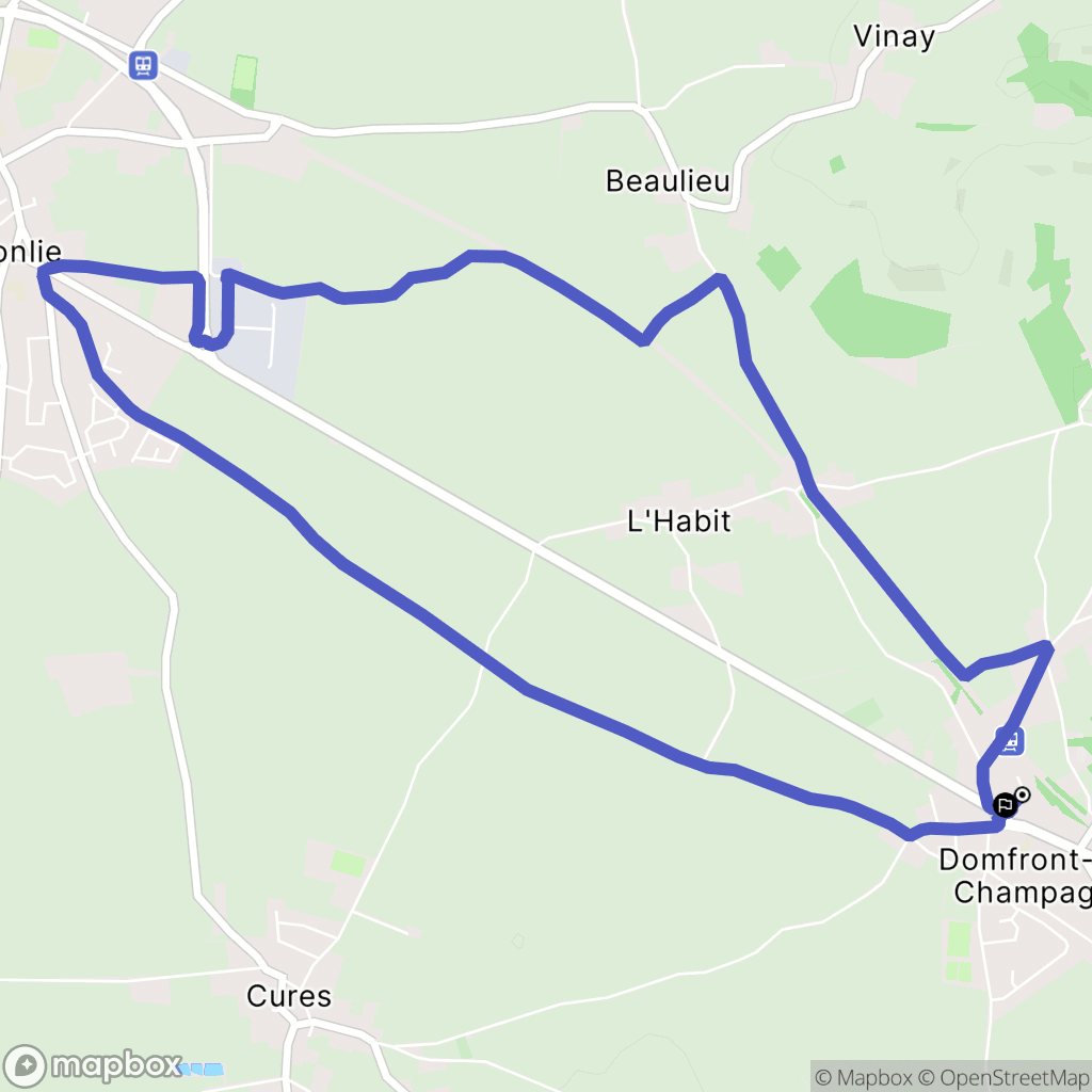 Domfront-en-Champagne : carte du parcours de randonnée - France