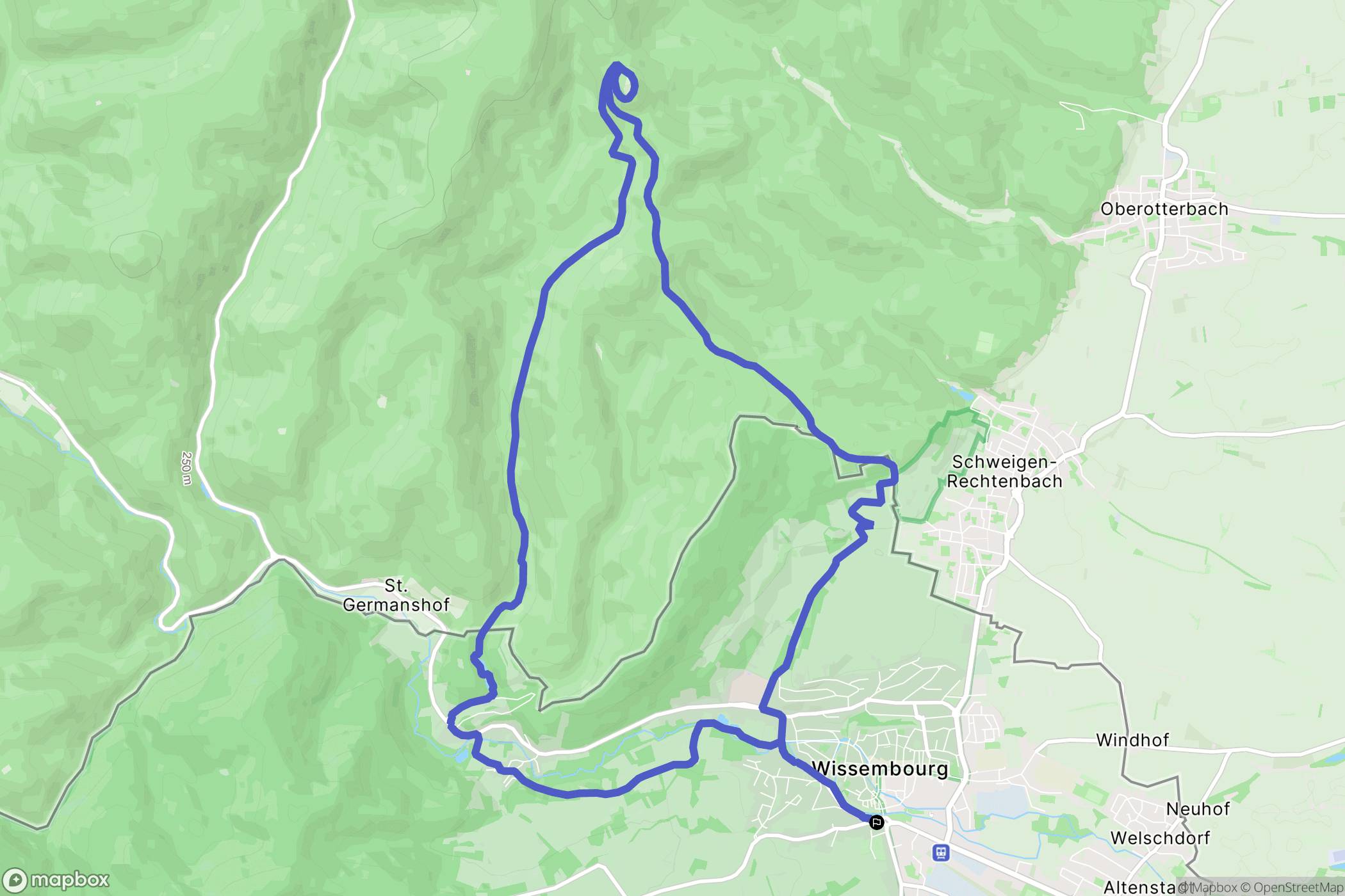 Wissembourg : carte du parcours de randonnée - France
