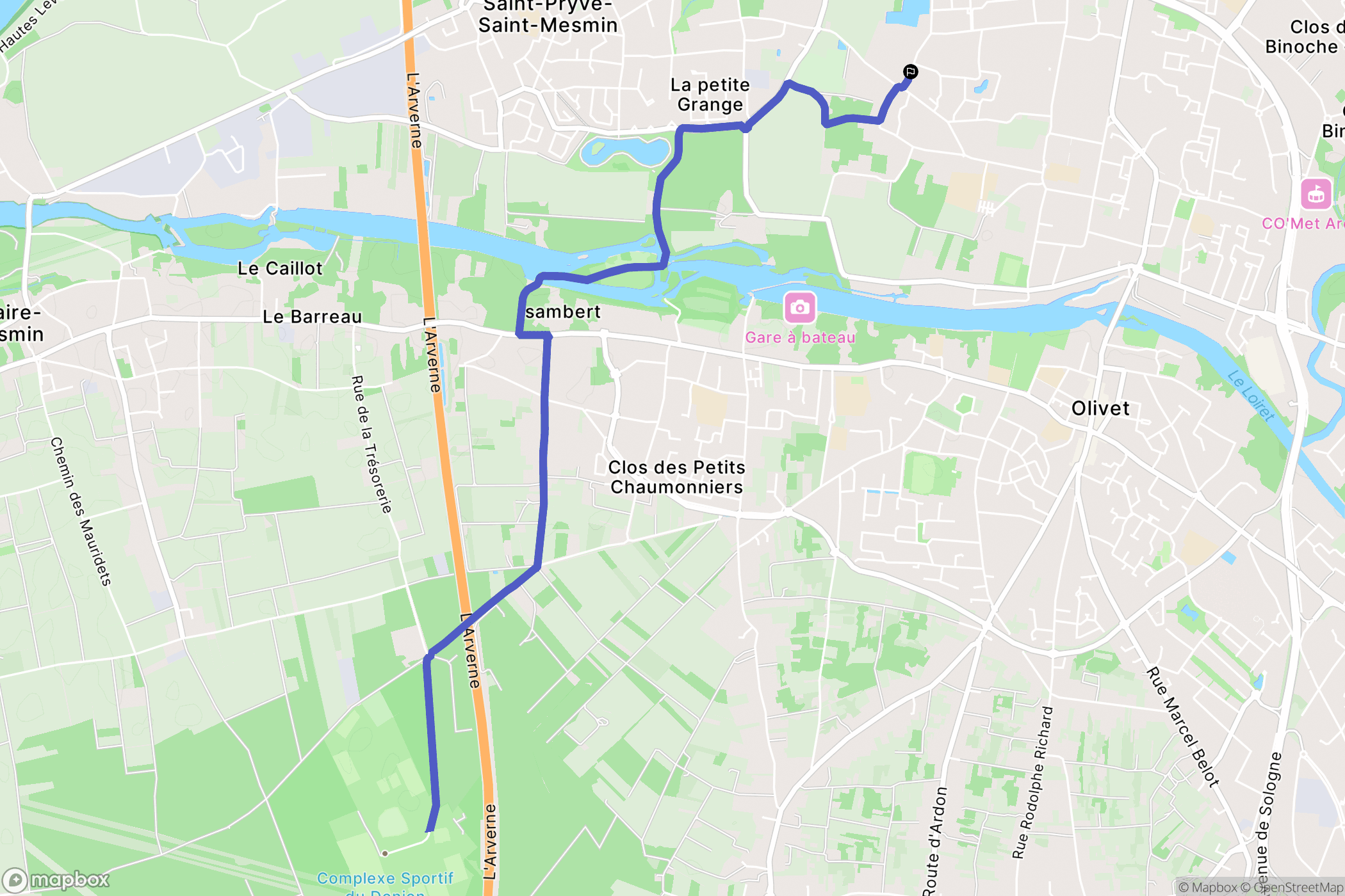Olivet : carte du parcours de randonnée - France