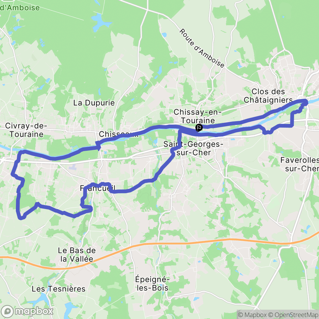 Chissay-en-Touraine : carte du parcours de randonnée - France