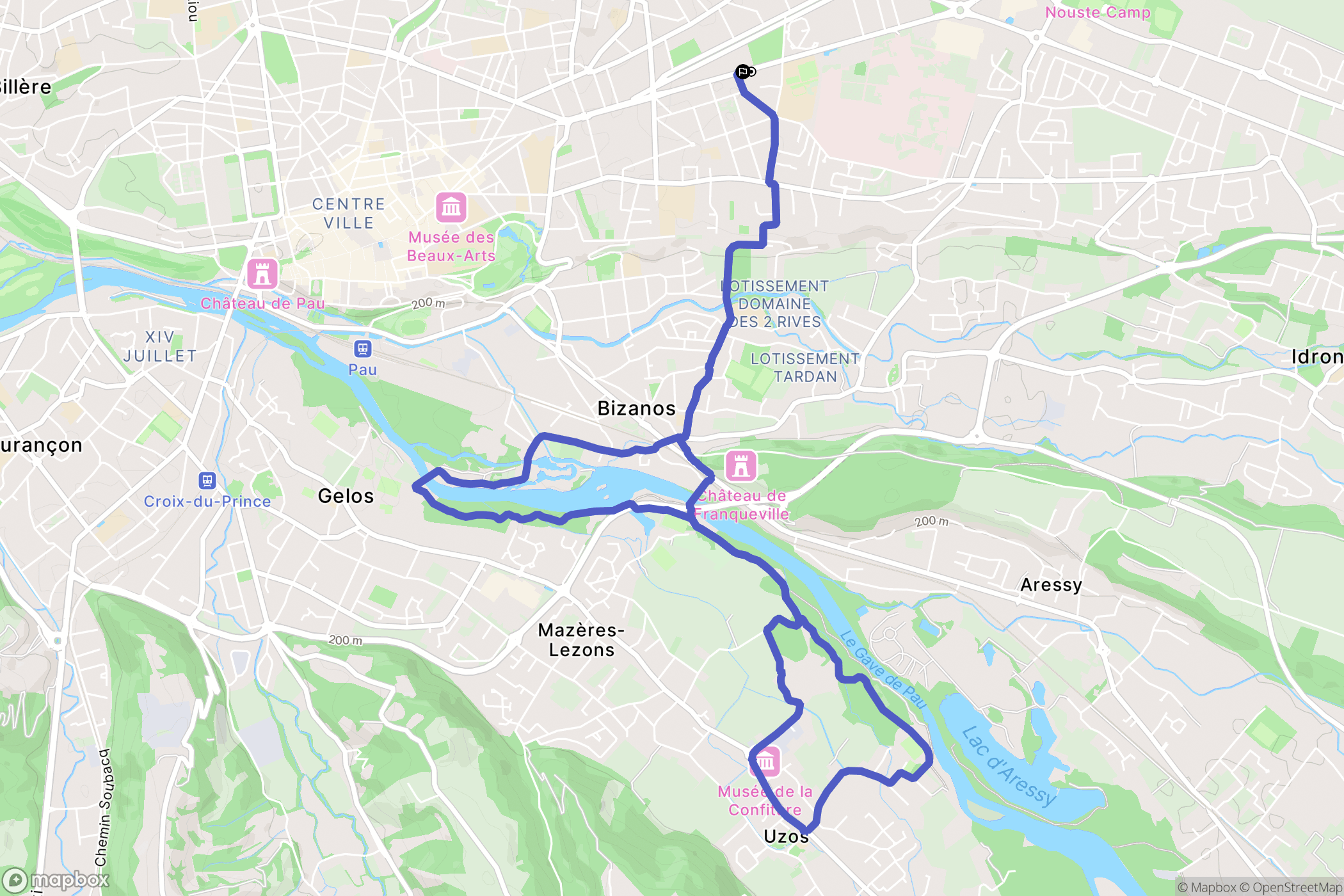 Pau : carte du parcours de randonnée - France