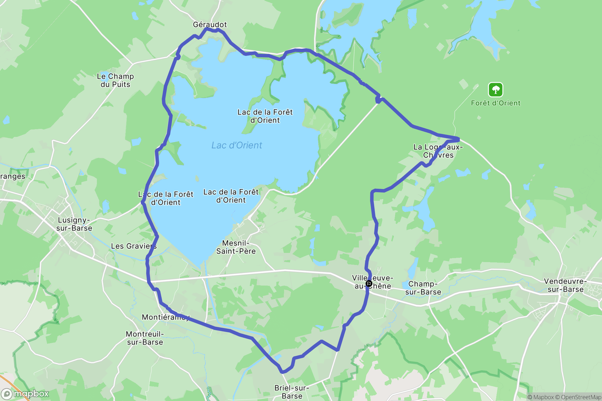 La Villeneuve-au-Chêne : carte du parcours de randonnée - France