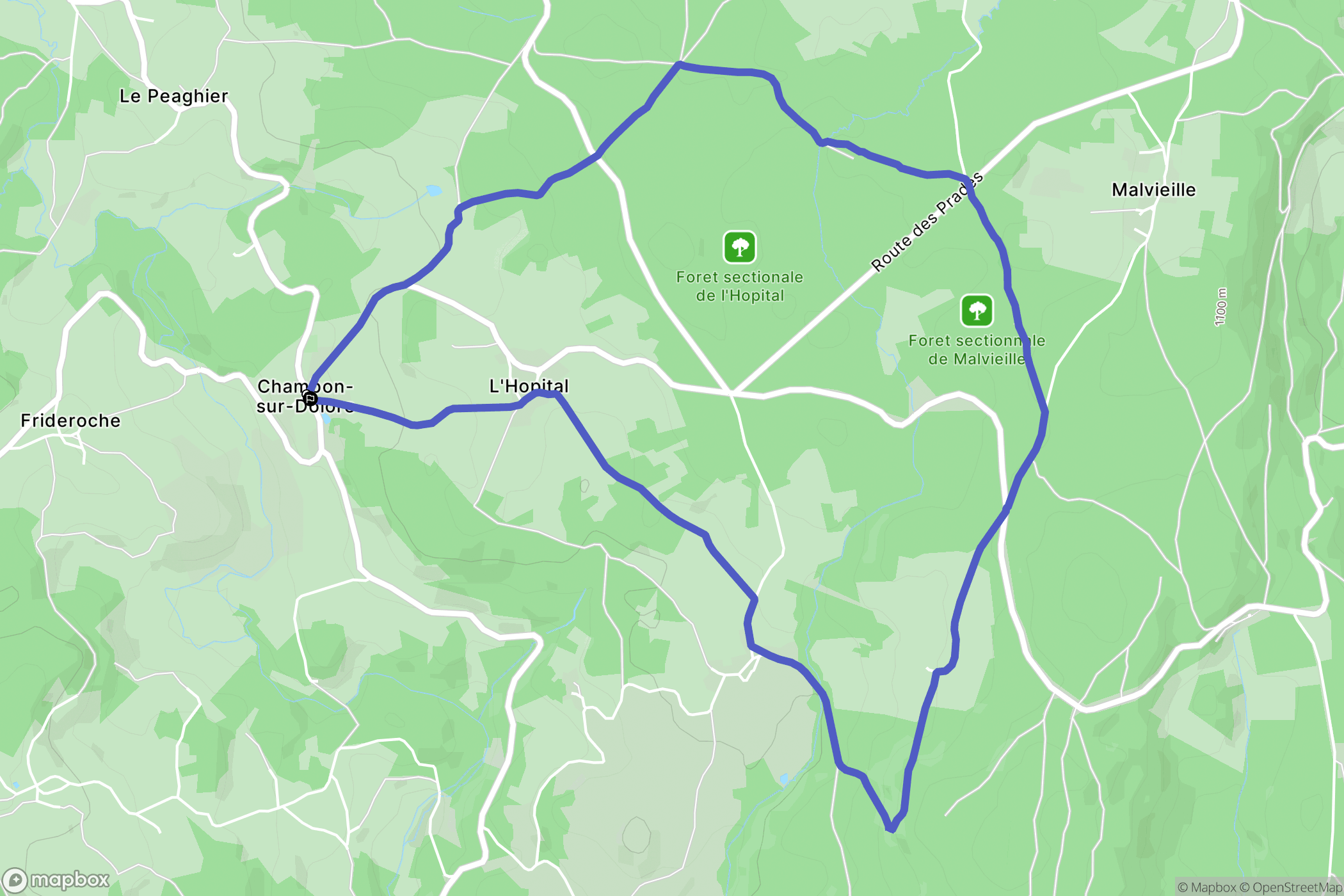 Chambon-sur-Dolore : carte du parcours de randonnée - France