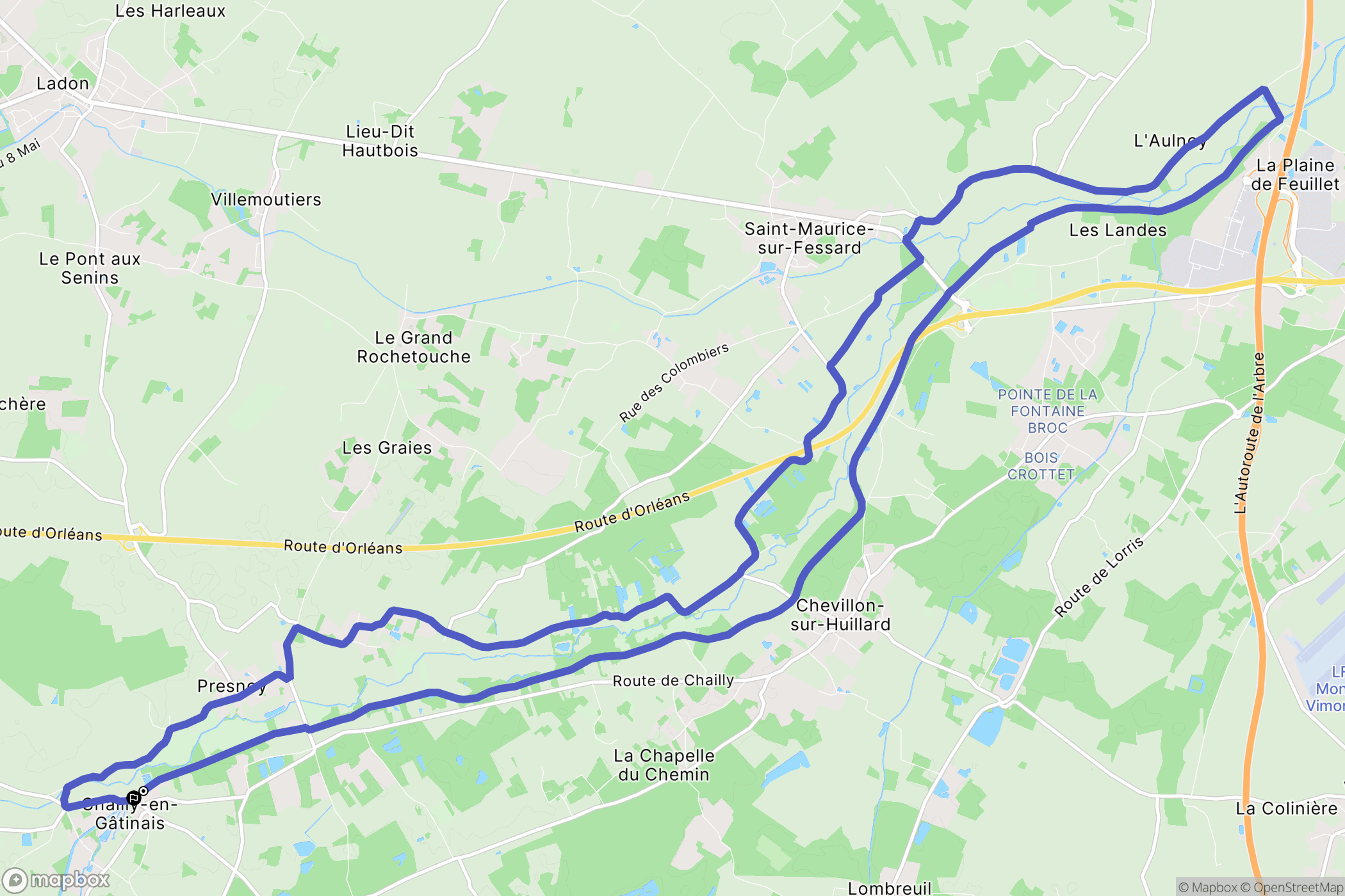 Chailly-en-Gâtinais : carte du parcours de randonnée - France