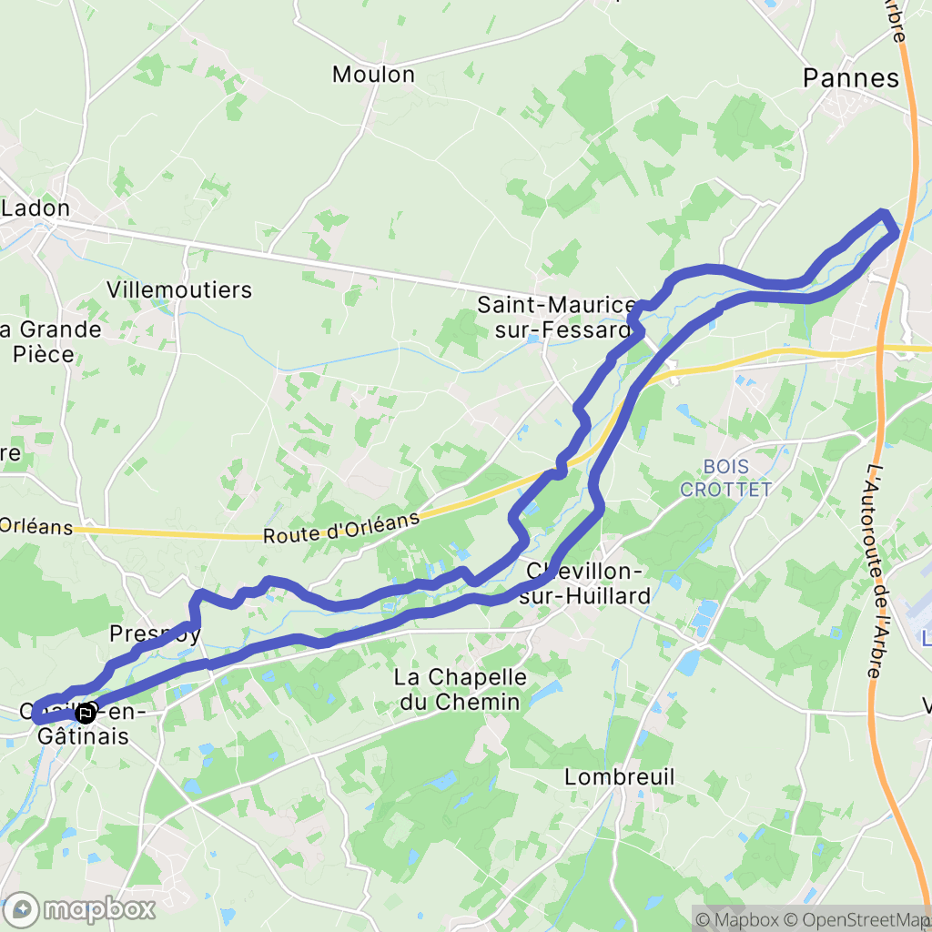 Chailly-en-Gâtinais : carte du parcours de randonnée - France