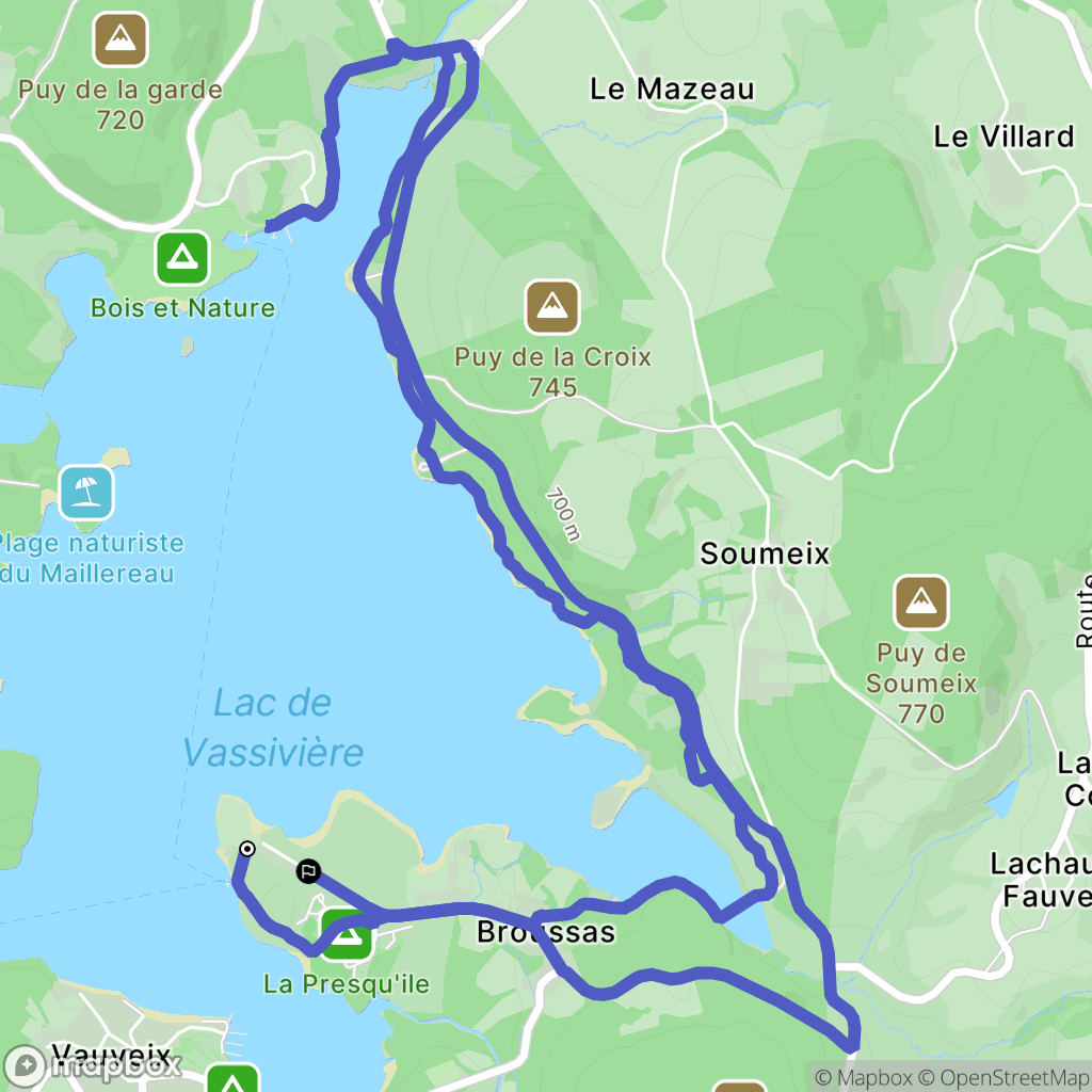 Royère-de-Vassivière : carte du parcours de randonnée - France