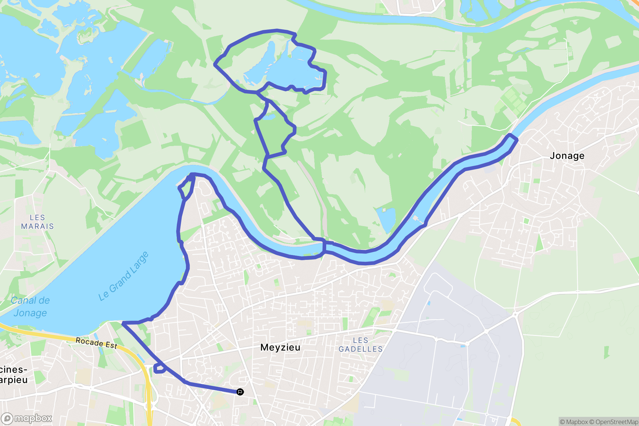 Meyzieu : carte du parcours de randonnée - France
