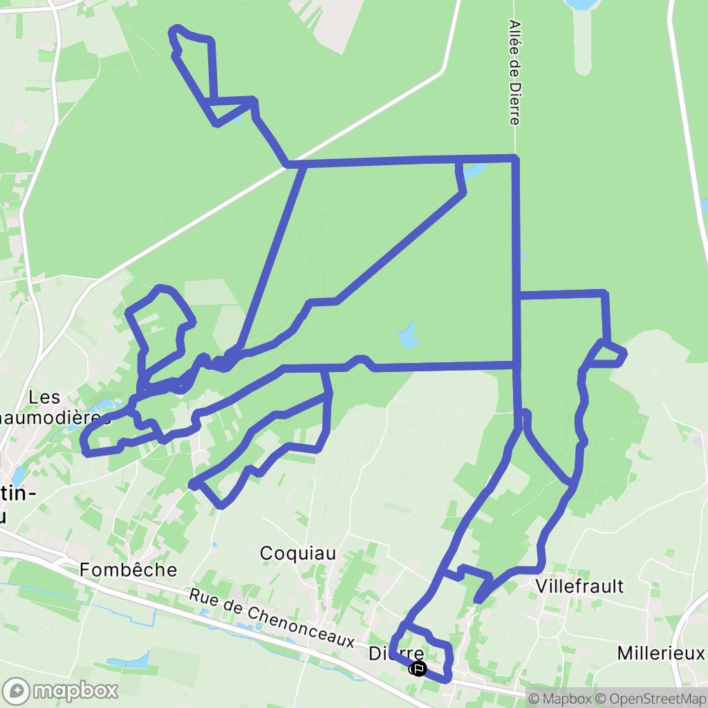 Dierre : carte du parcours de randonnée - France