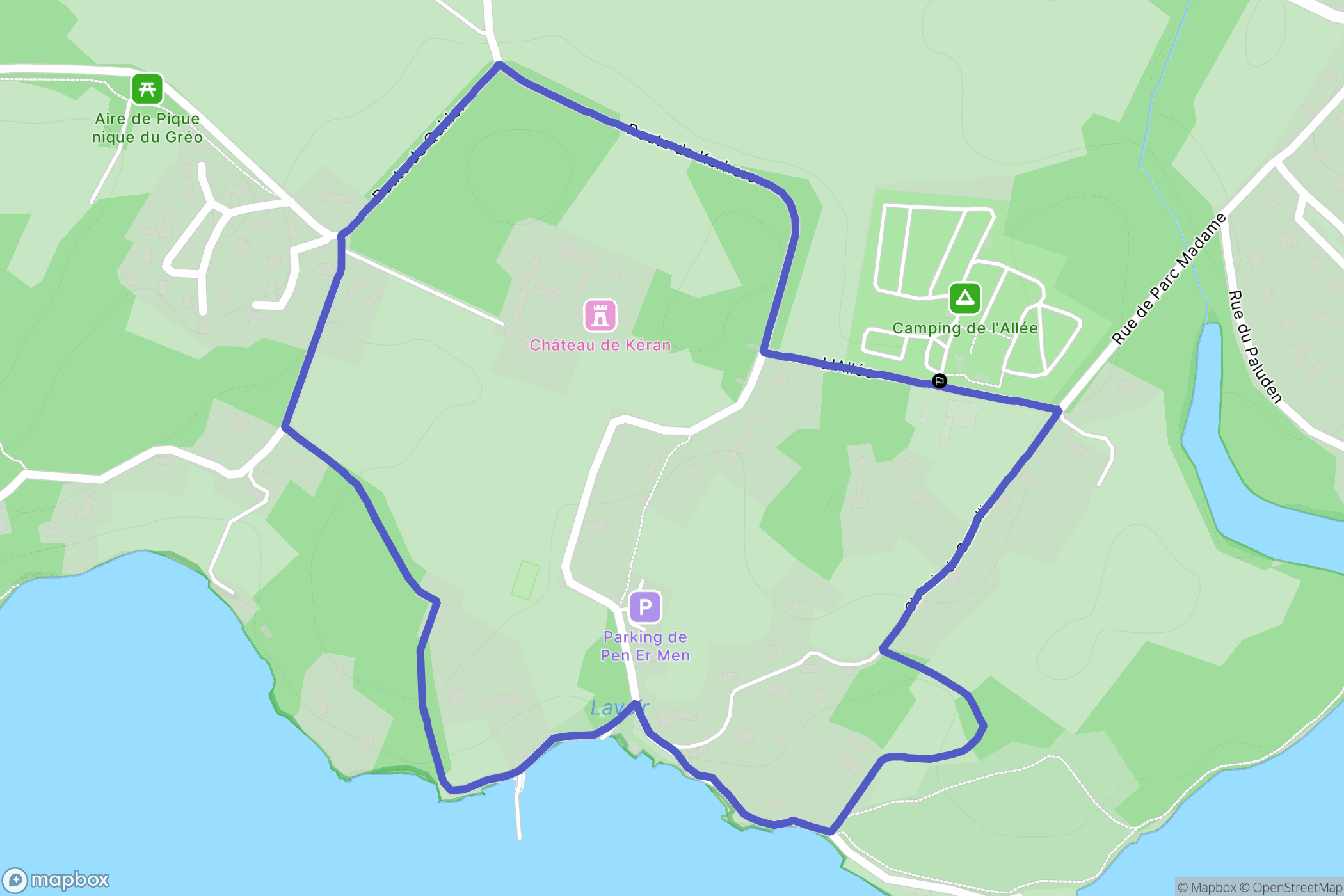 Arradon : carte du parcours de randonnée - France