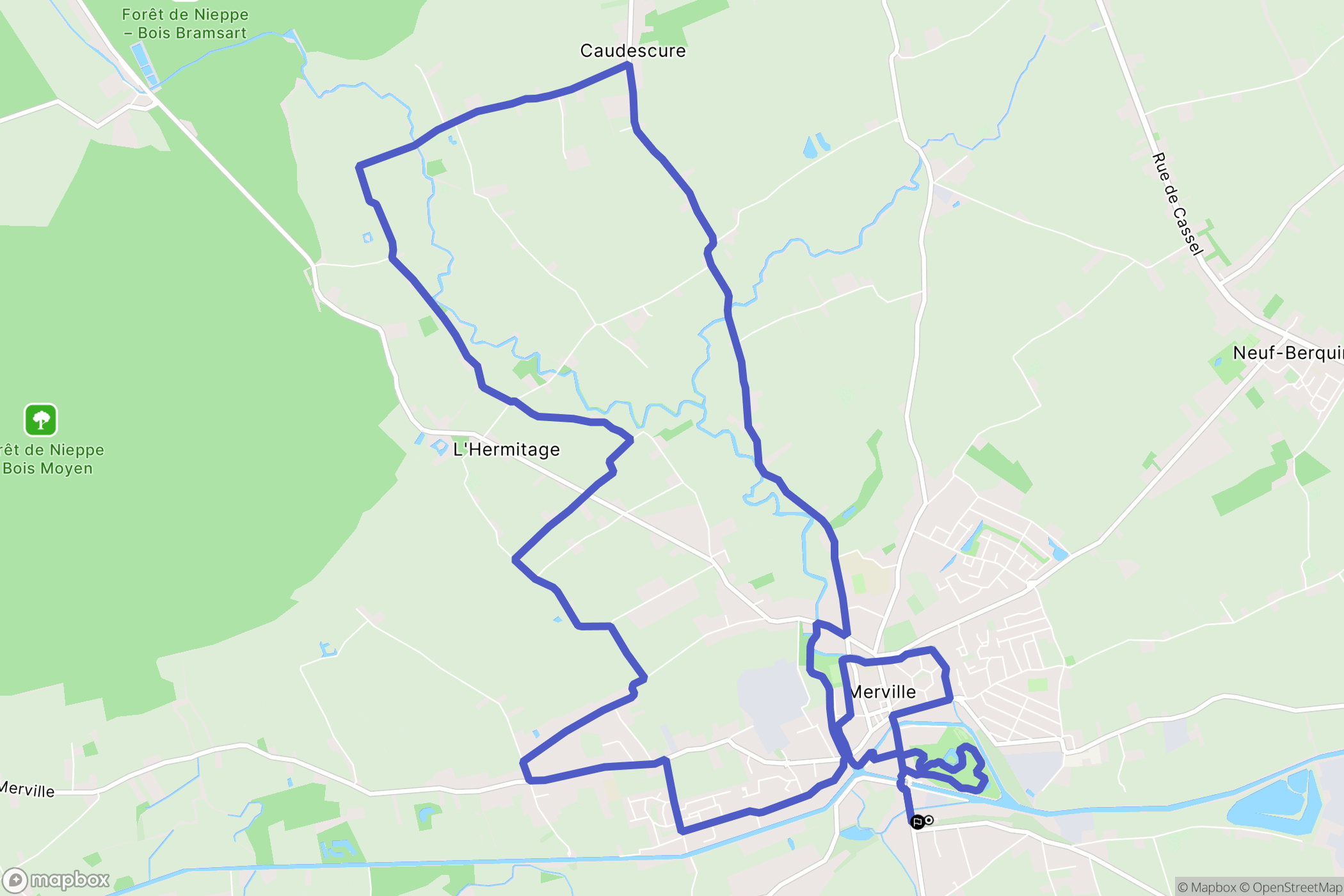 Merville : carte du parcours de randonnée - France