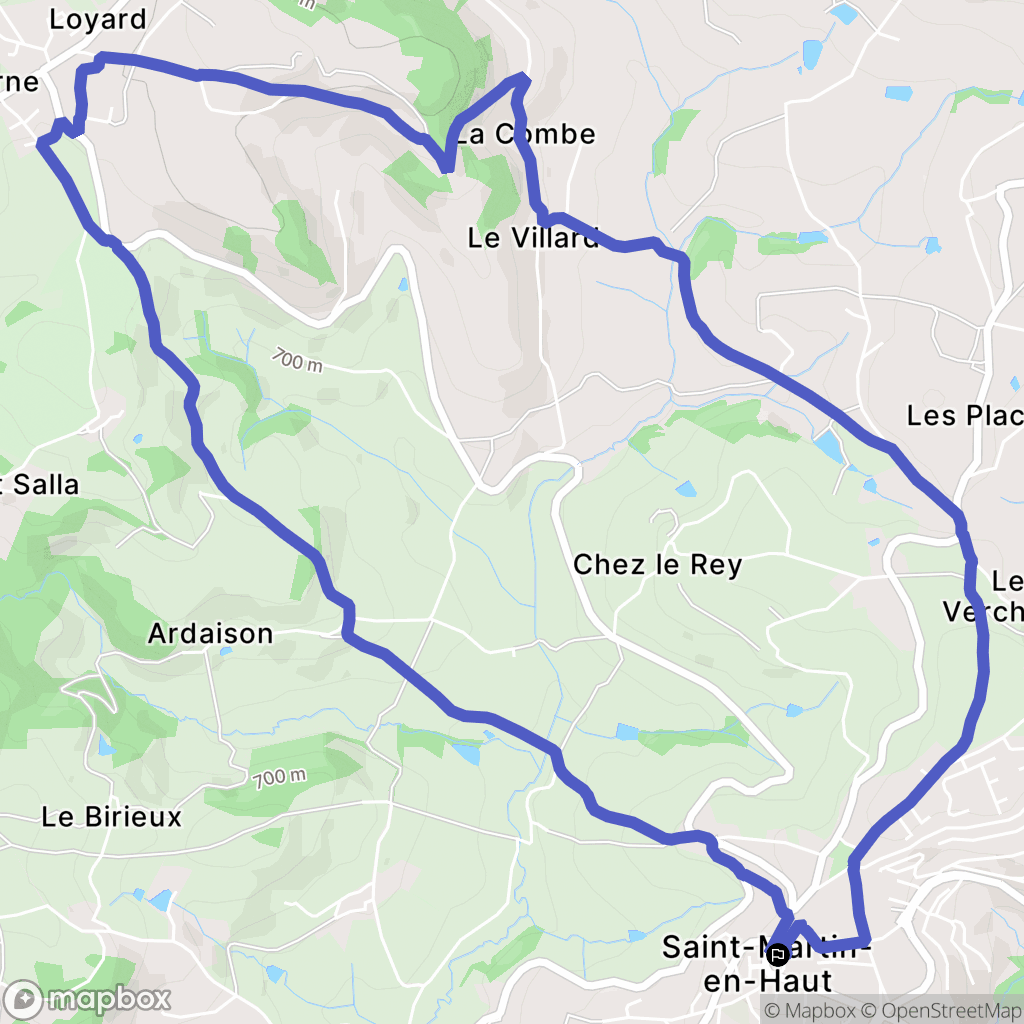Saint-Martin-en-Haut : carte du parcours de randonnée - France