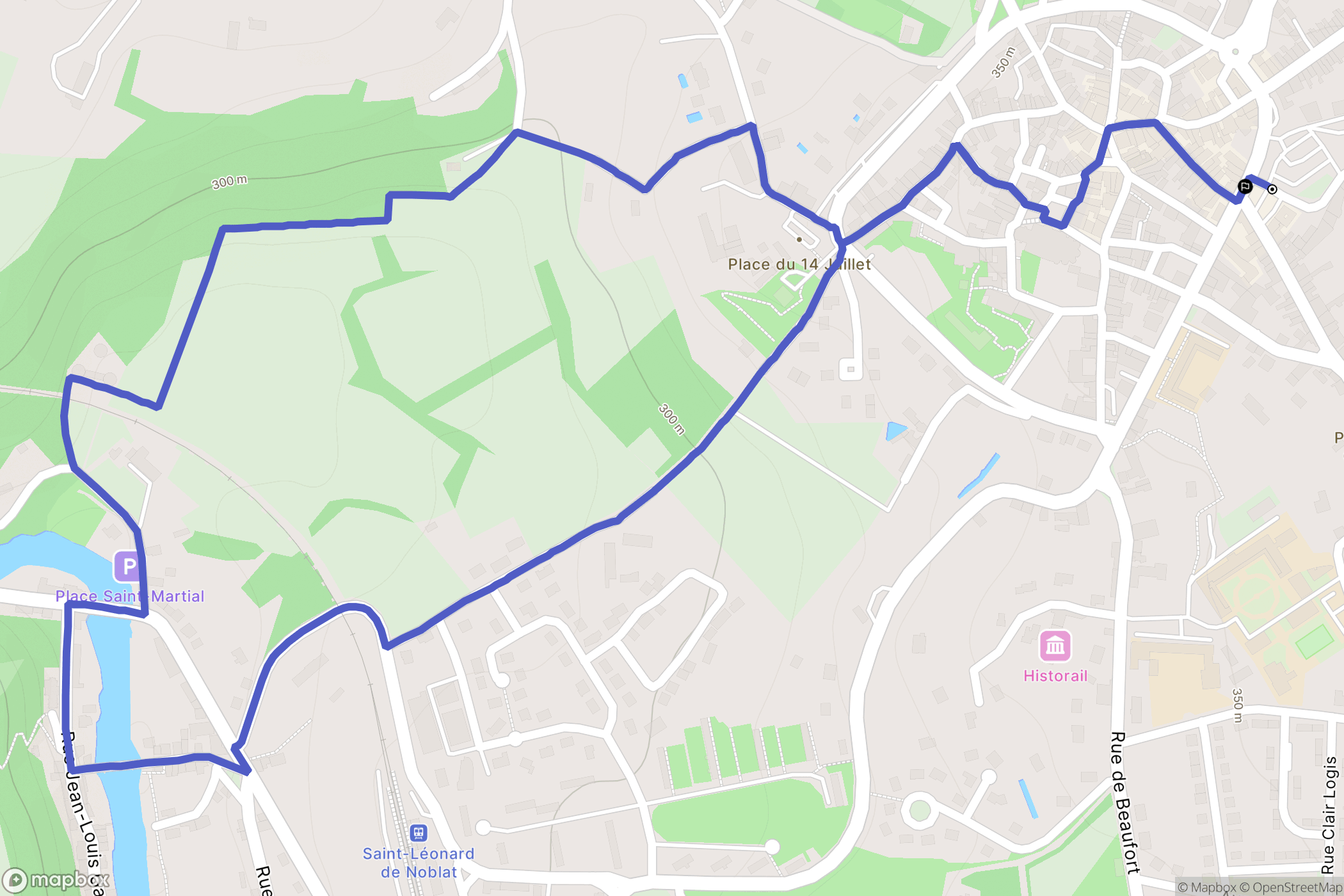 Saint-Léonard-de-Noblat : carte du parcours de randonnée - France