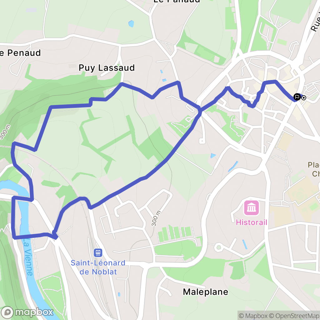 Saint-Léonard-de-Noblat : carte du parcours de randonnée - France
