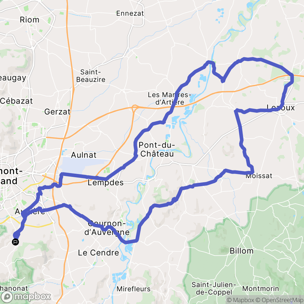 Romagnat : carte du parcours de randonnée - France
