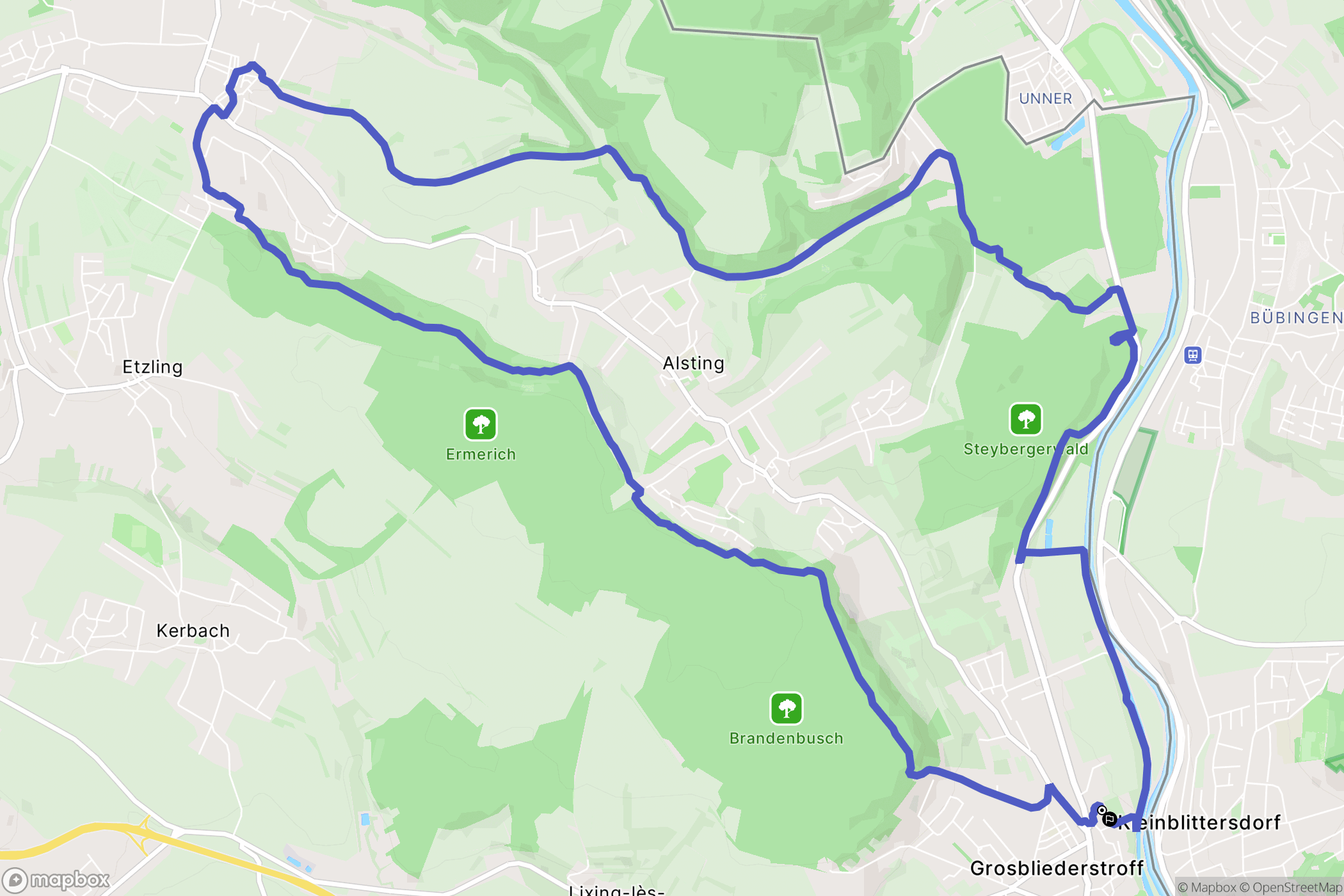 Grosbliederstroff : carte du parcours de randonnée - France
