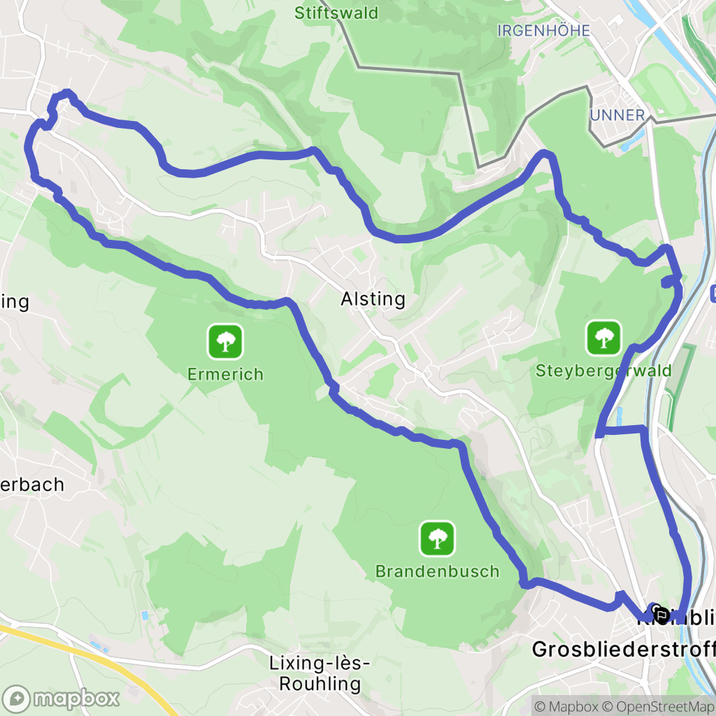 Grosbliederstroff : carte du parcours de randonnée - France