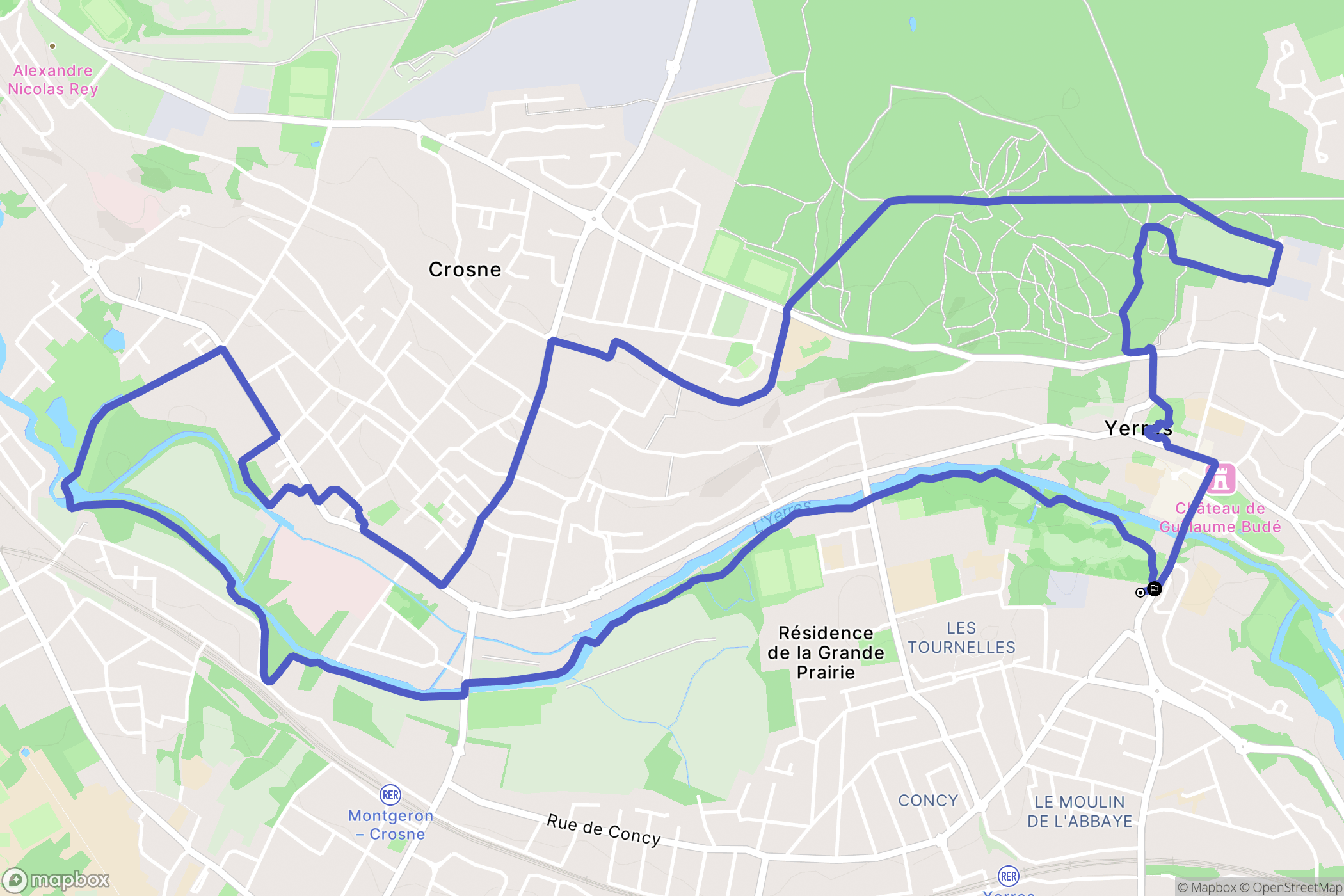 Yerres : carte du parcours de randonnée - France