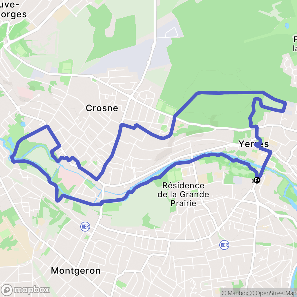 Yerres : carte du parcours de randonnée - France
