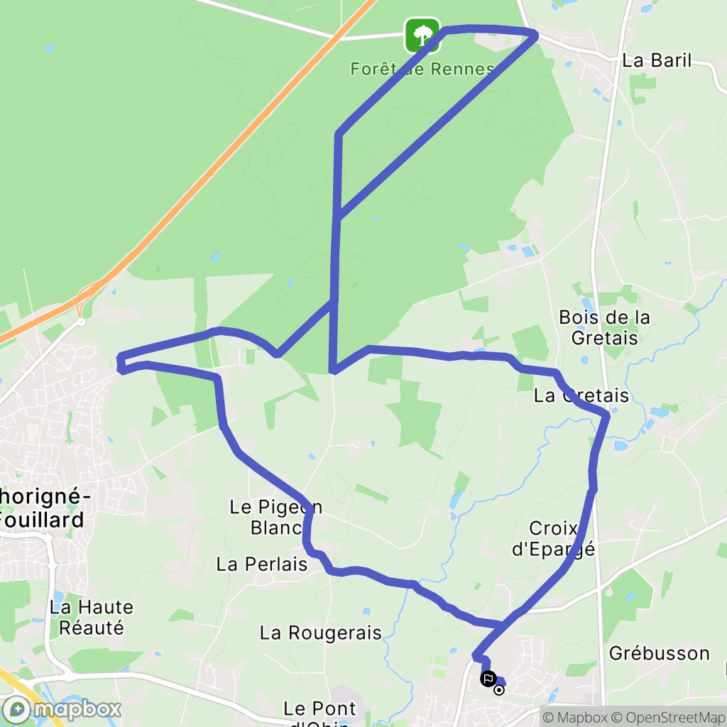 Acigné : carte du parcours de randonnée - France