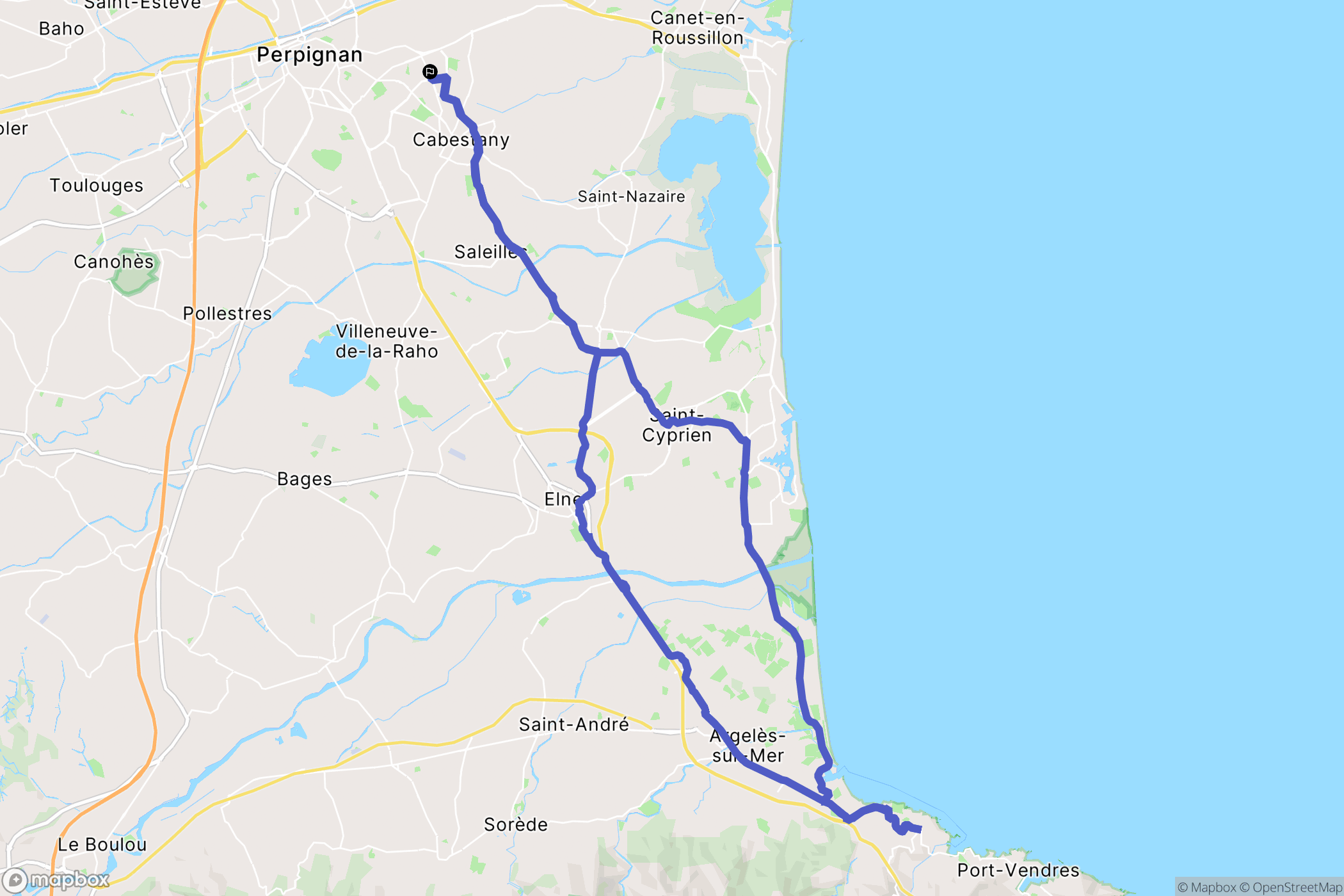 Perpignan : carte du parcours de randonnée - France