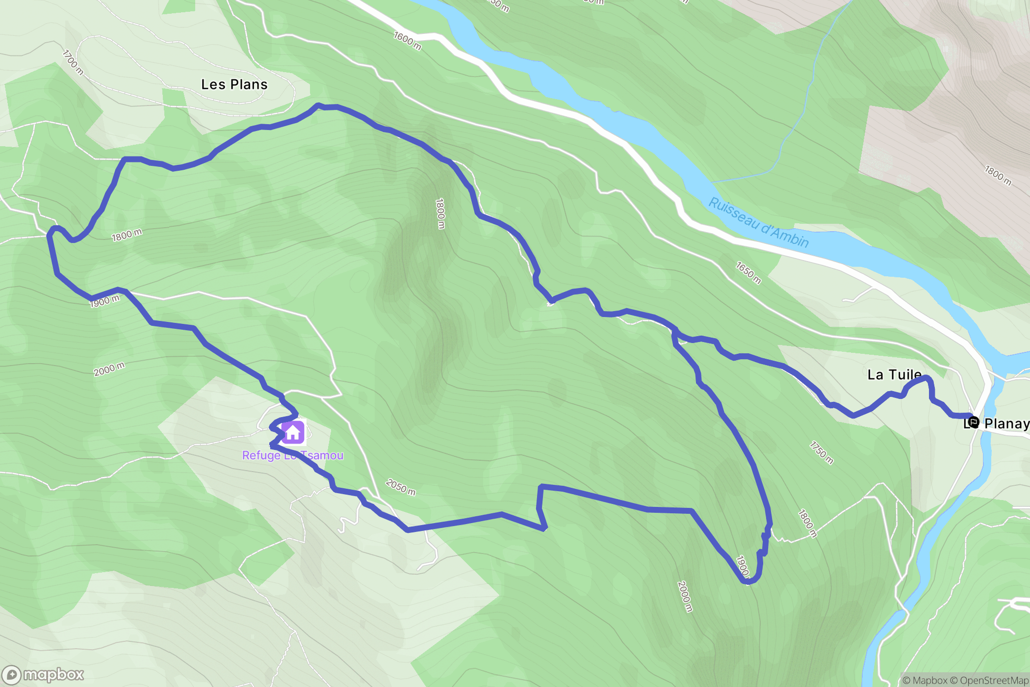 Val-Cenis : carte du parcours de randonnée - France