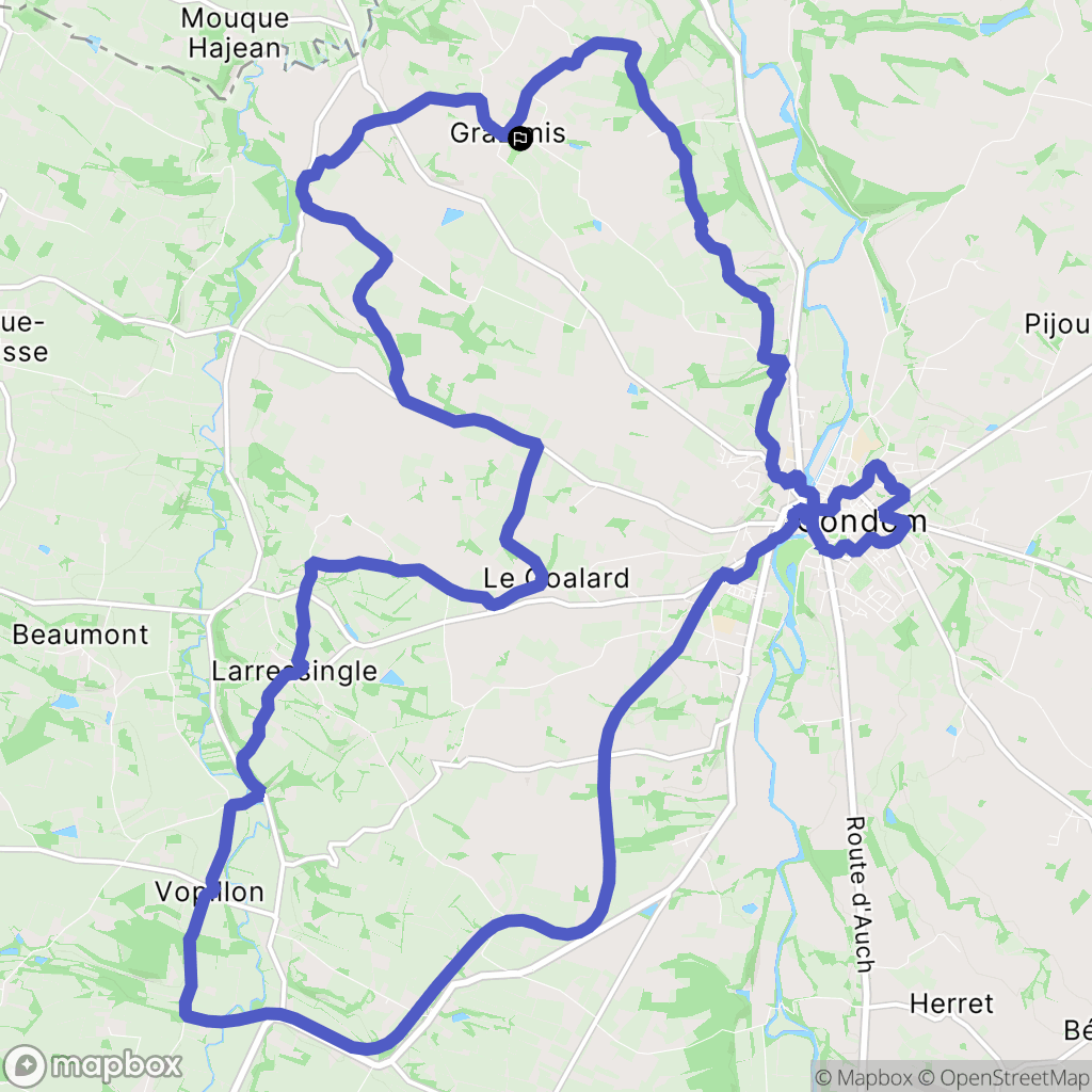Condom : carte du parcours de randonnée - France