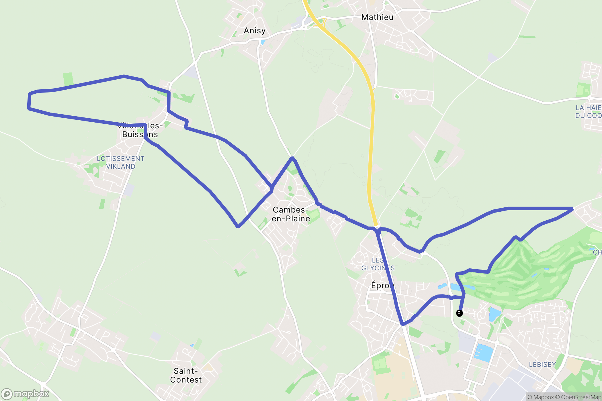 Épron : carte du parcours de randonnée - France