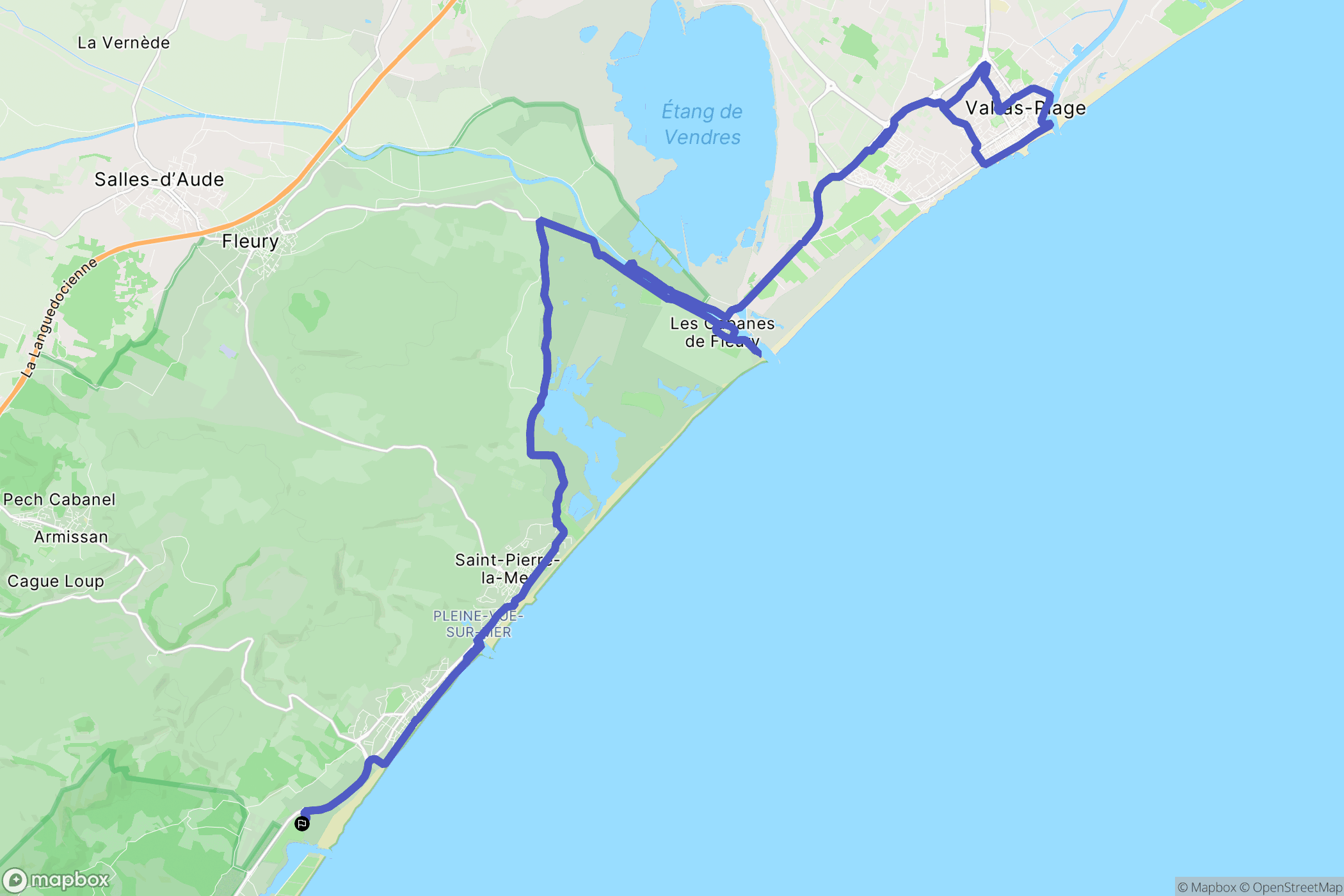 Narbonne : carte du parcours de randonnée - France