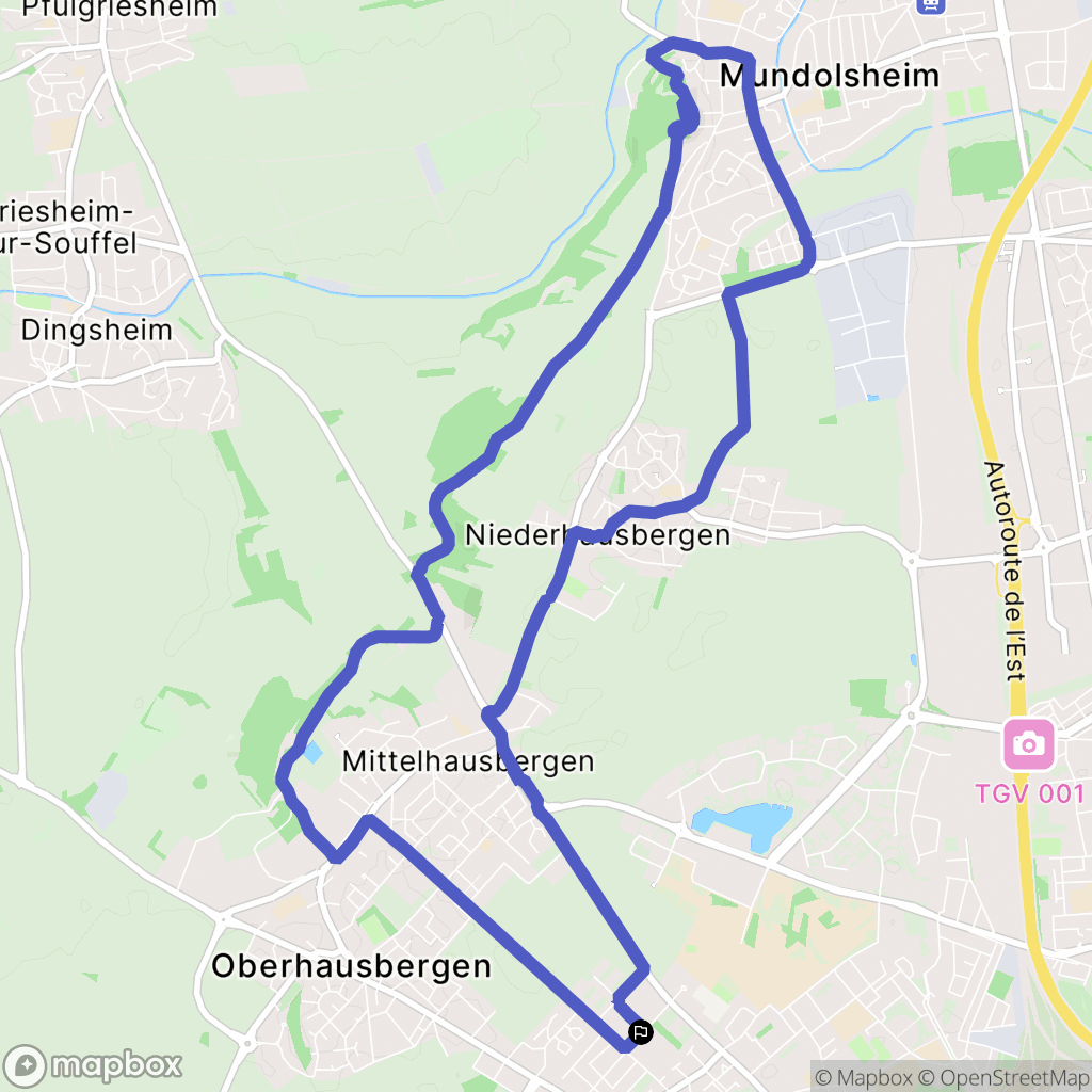 Oberhausbergen : carte du parcours de randonnée - France