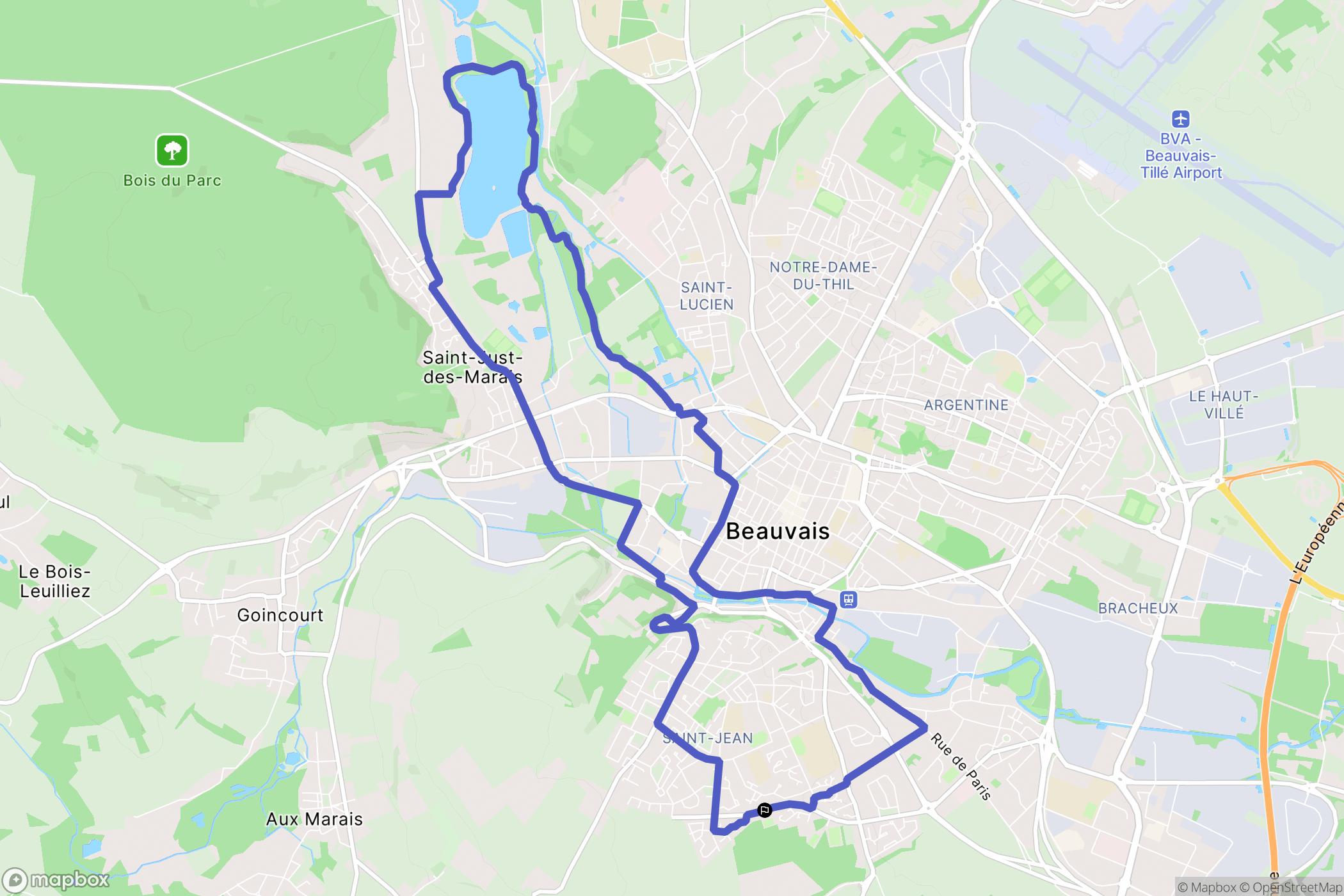 Beauvais : carte du parcours de randonnée - France