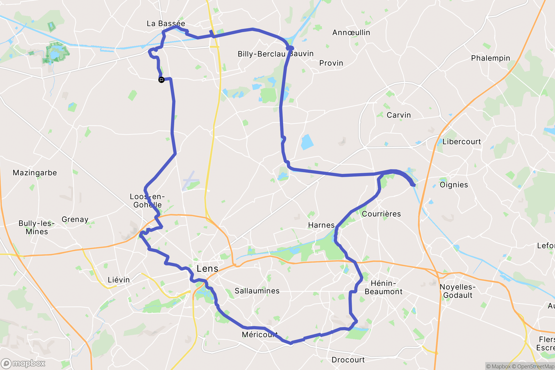 Haisnes : carte du parcours de randonnée - France