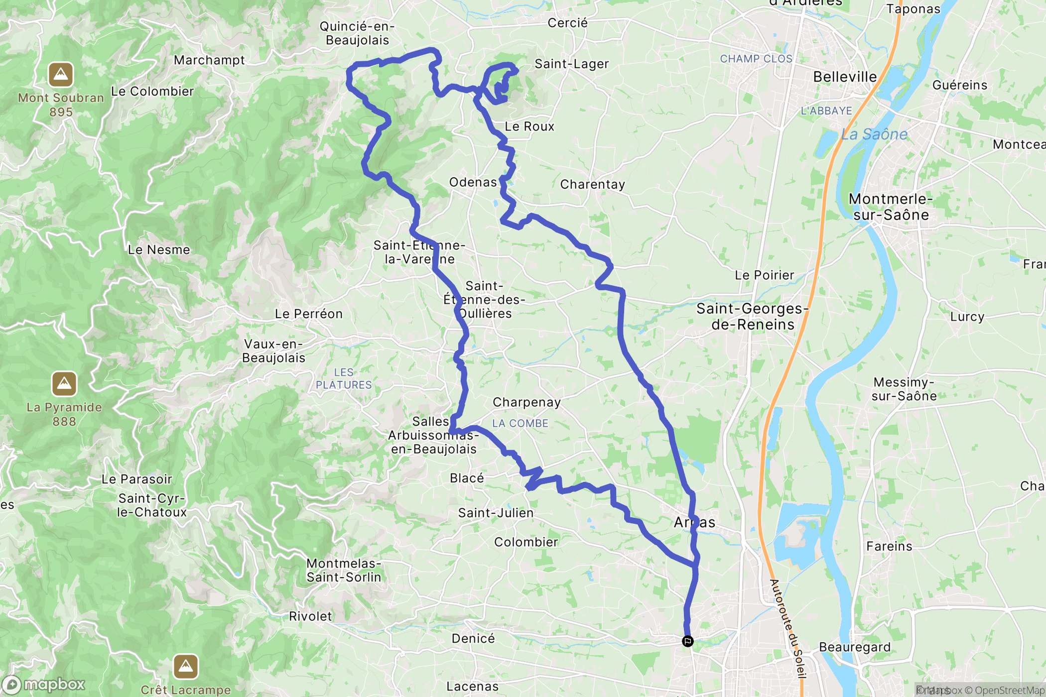 Gleize : carte du parcours de randonnée - France