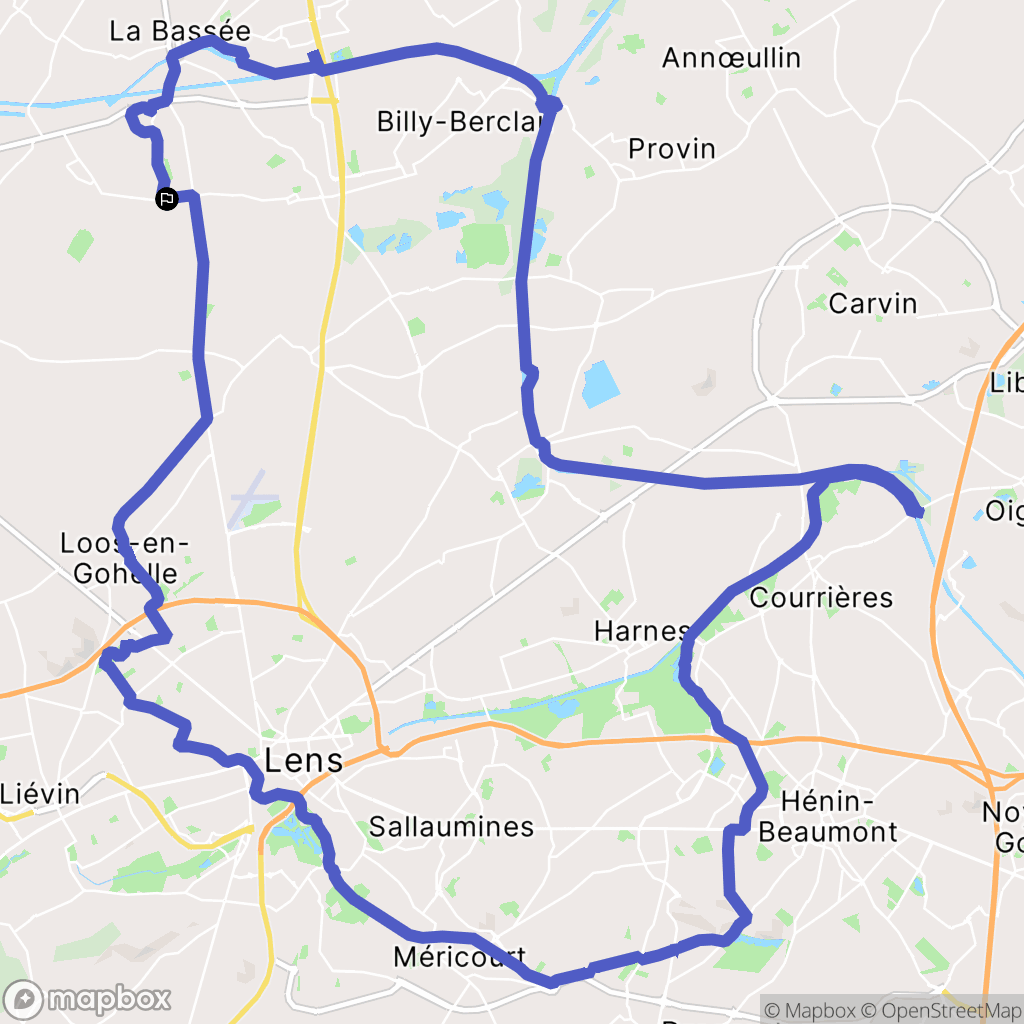 Haisnes : carte du parcours de randonnée - France