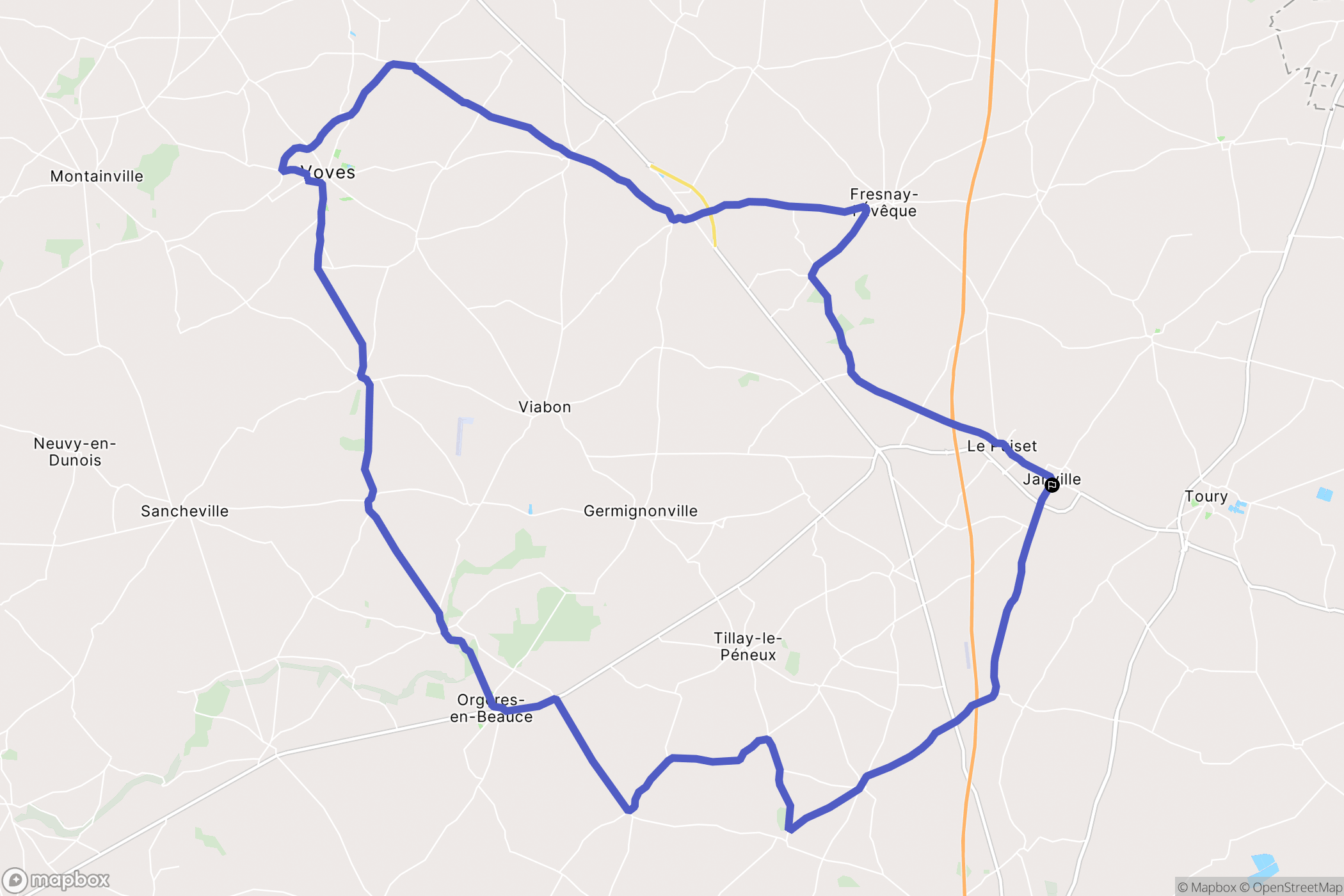 Janville-en-Beauce : carte du parcours de randonnée - France