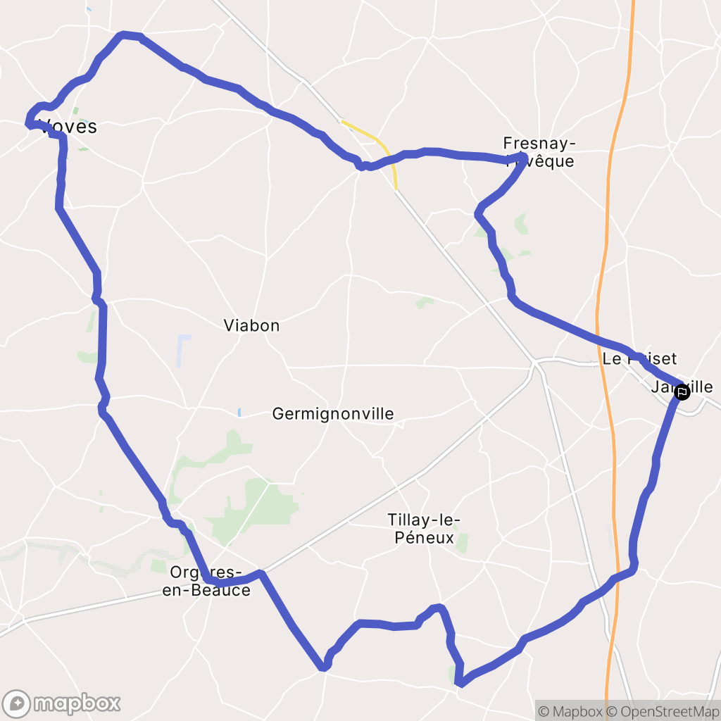 Janville-en-Beauce : carte du parcours de randonnée - France
