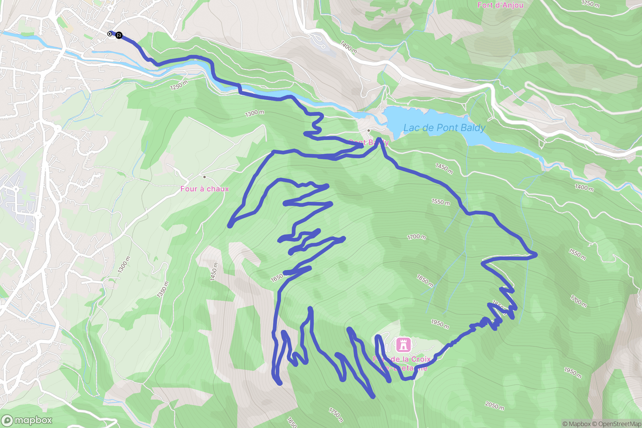 Briançon : carte du parcours de randonnée - France