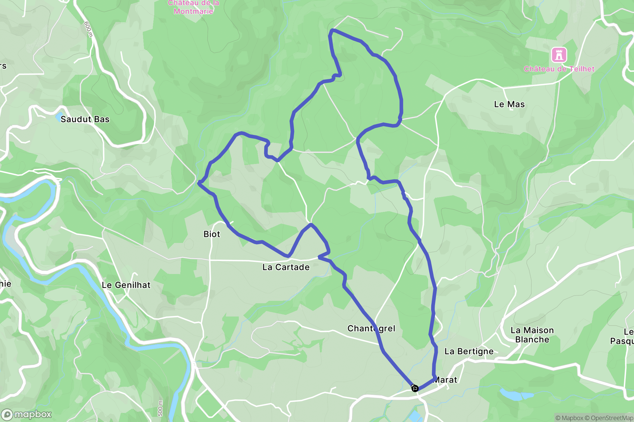Marat : carte du parcours de randonnée - France