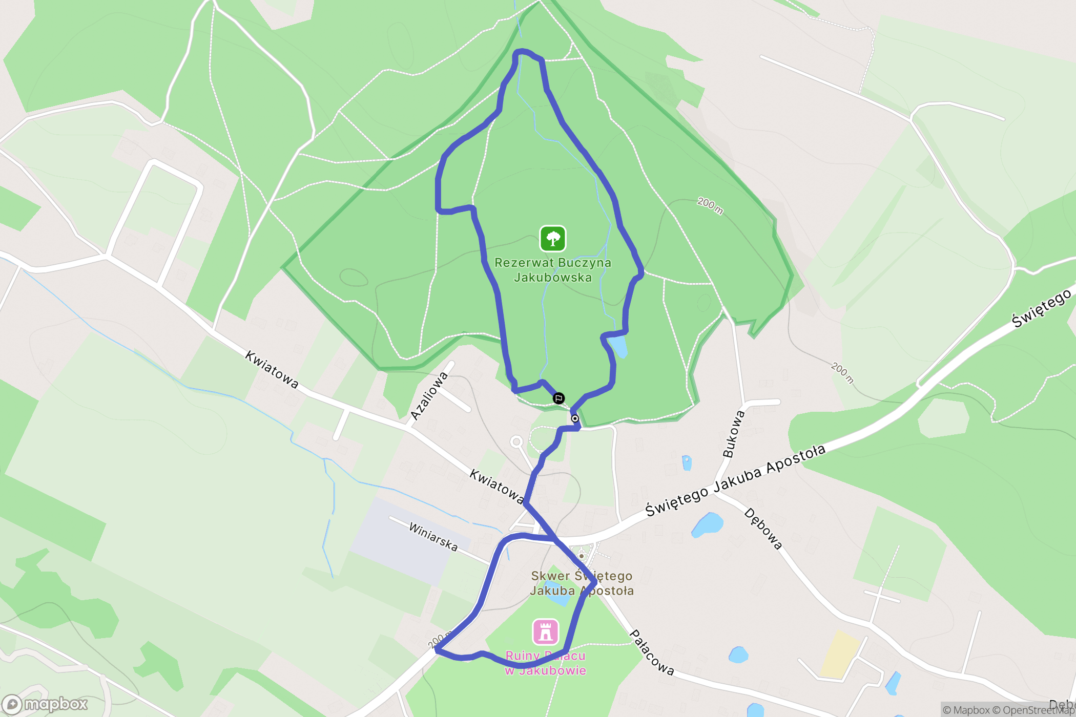 Jakubów: mapa trasy - Poland