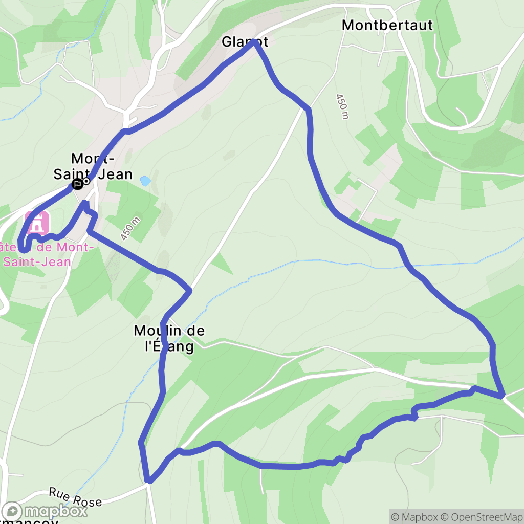 Mont-Saint-Jean : carte du parcours de randonnée - France