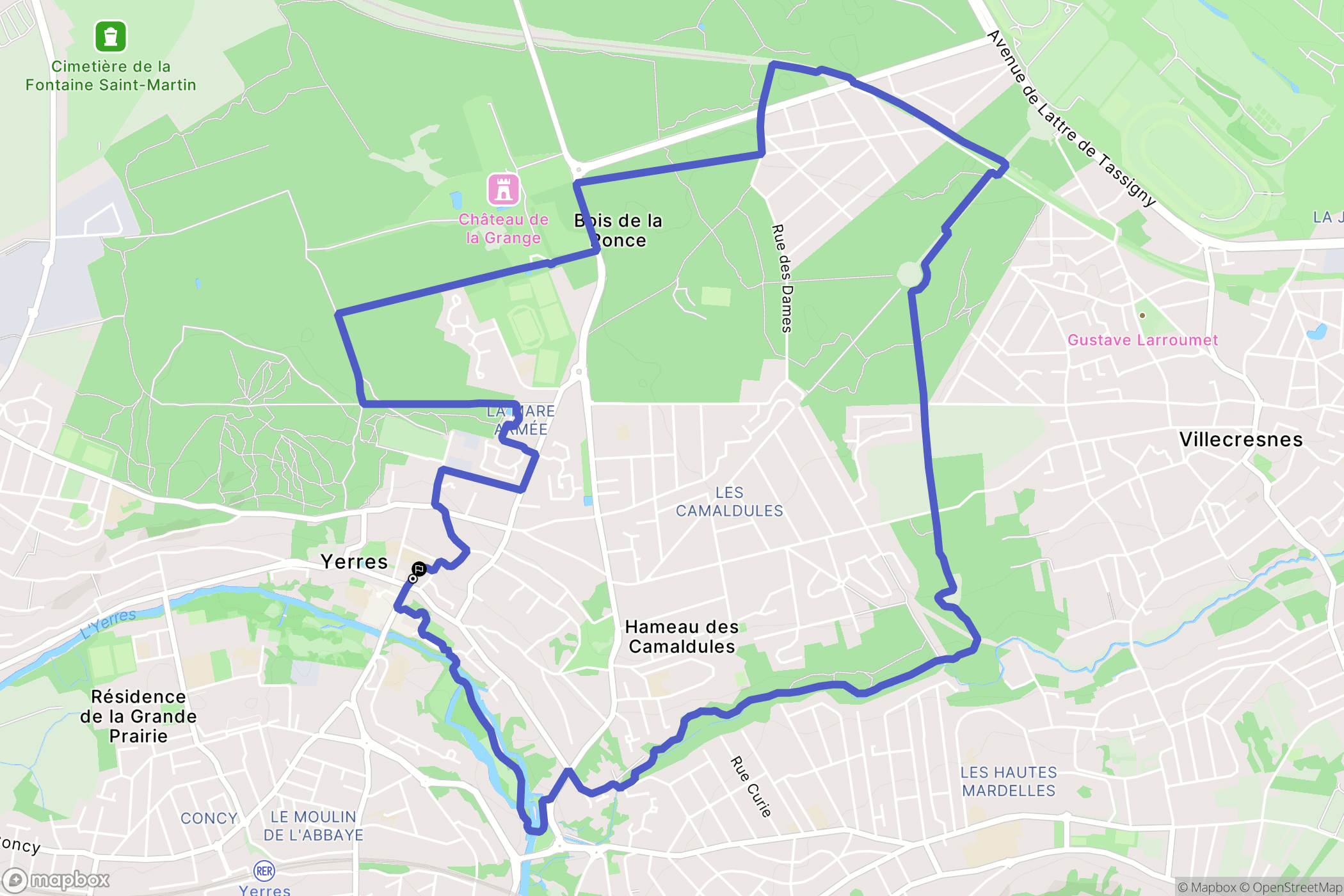 Yerres : carte du parcours de randonnée - France